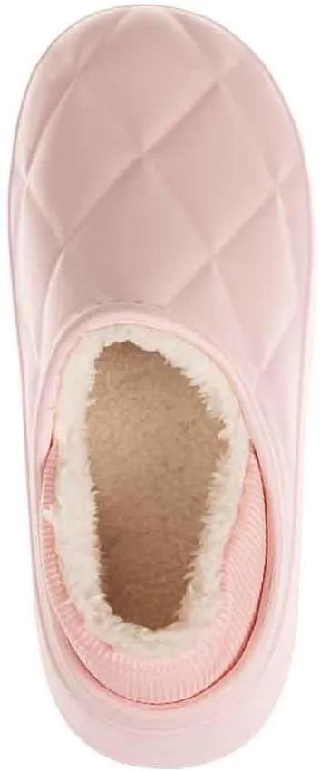 Foamwalk Women's Platform Clogs - Quilted Fuzzy Clogs for Women, Faux Fur Lined Fall Slippers for Women
