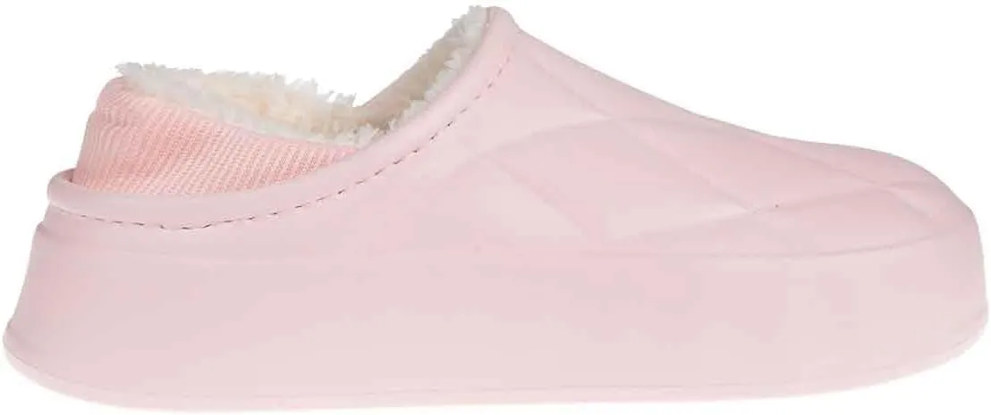 Foamwalk Women's Platform Clogs - Quilted Fuzzy Clogs for Women, Faux Fur Lined Fall Slippers for Women