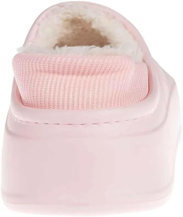 Foamwalk Women's Platform Clogs - Quilted Fuzzy Clogs for Women, Faux Fur Lined Fall Slippers for Women