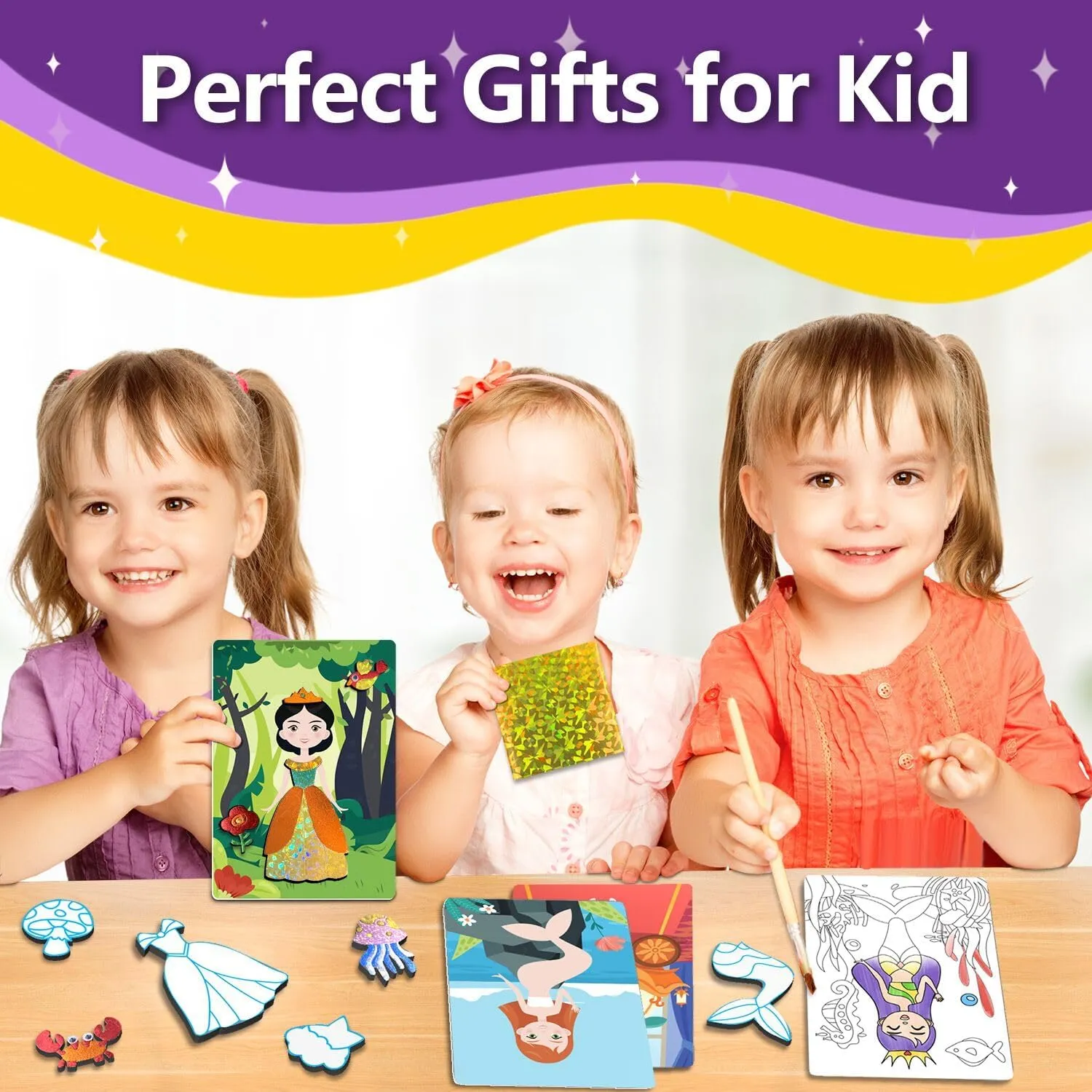Foil Art Craft Activity for Kids.Foil Foam Stickers Princess Dress-Up Paper Dolls Play Set.2 in 1 Art and Craft for Kids,Creative Travel Toys, Birthday Gifts for Boys & Girls Ages 4 and Up
