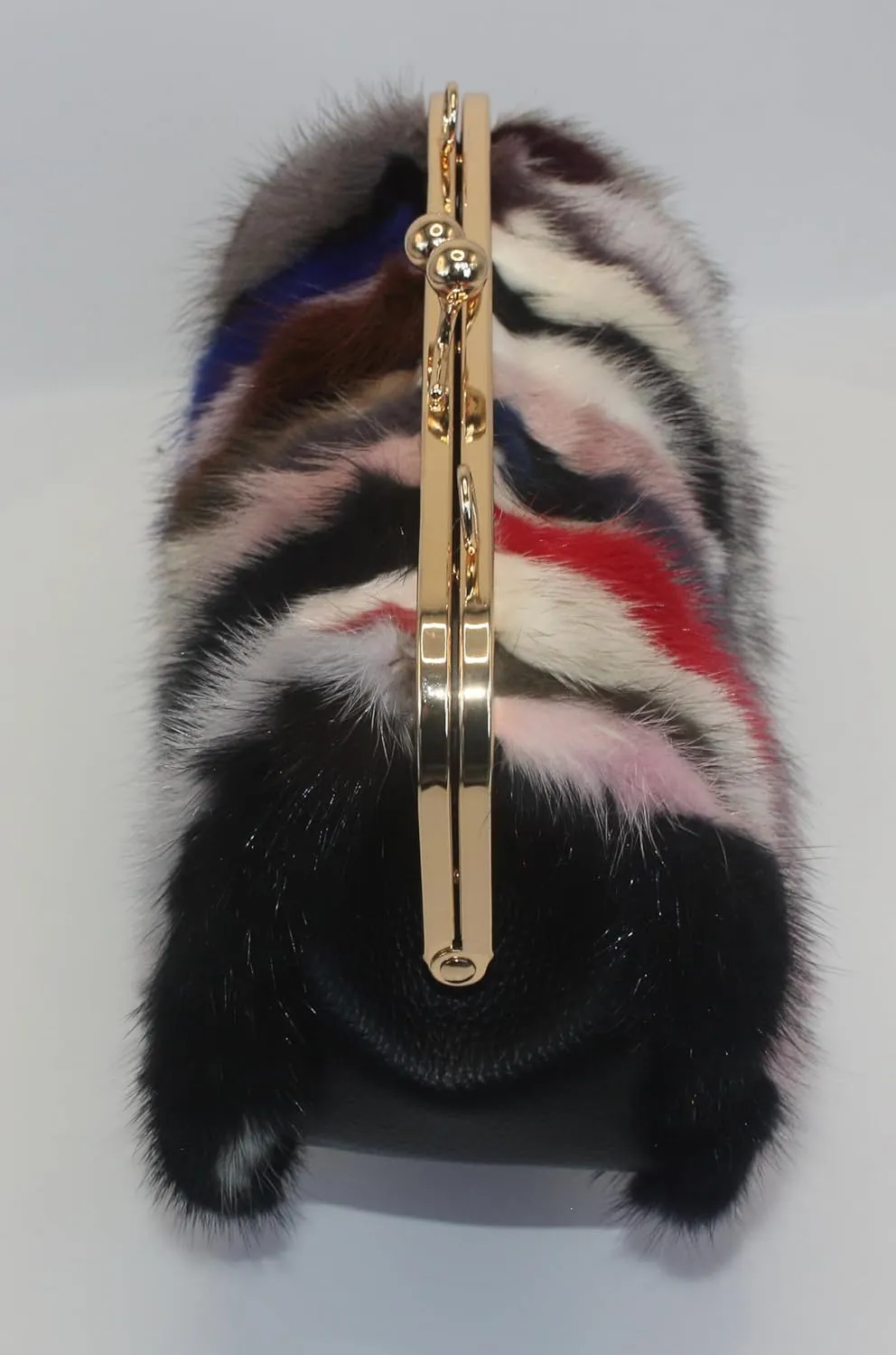 Fosrion Elegant Chic Two-Strap Multicolored Mink Fur Handbag with Chain Featuring Metal Clasp Autumn/Winter Collection