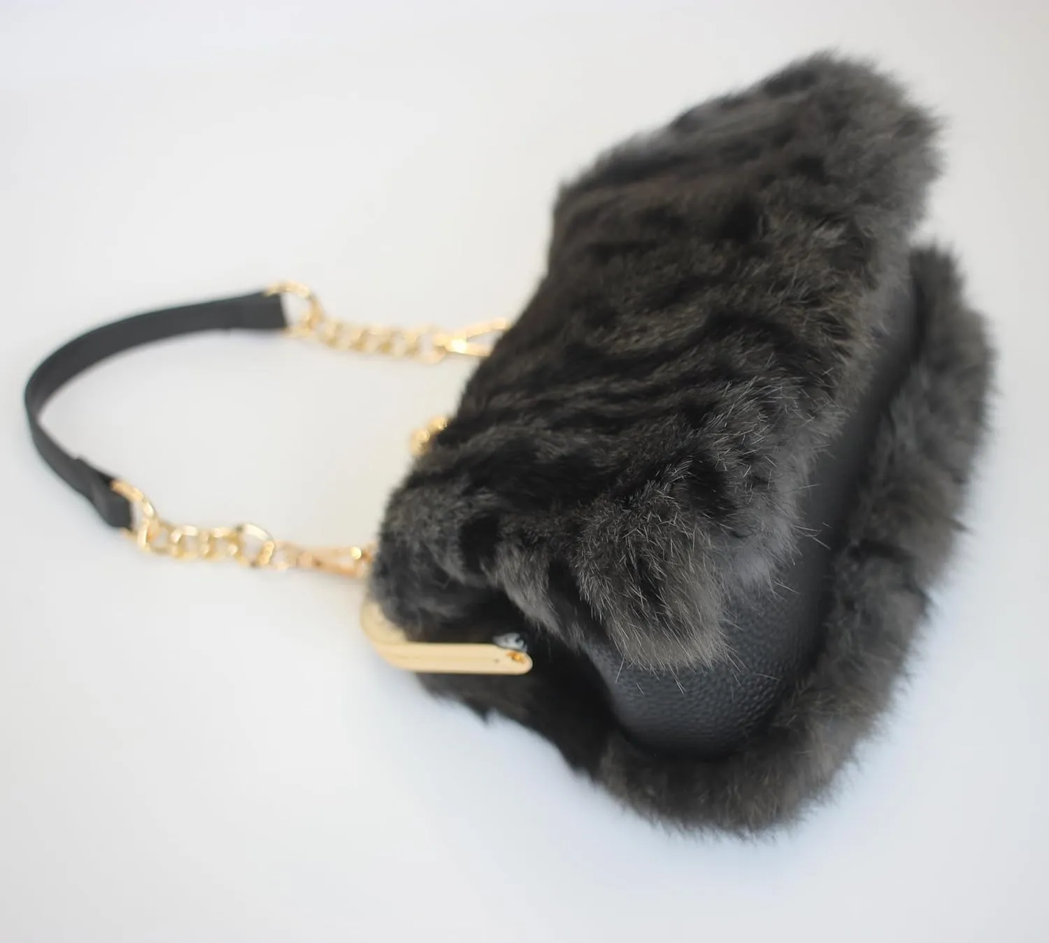 Fosrion Elegant Leopard Print Rex Rabbit Fur Handbag with Interchangeable Straps for Women, Versatile Clutch and Shoulder Bag