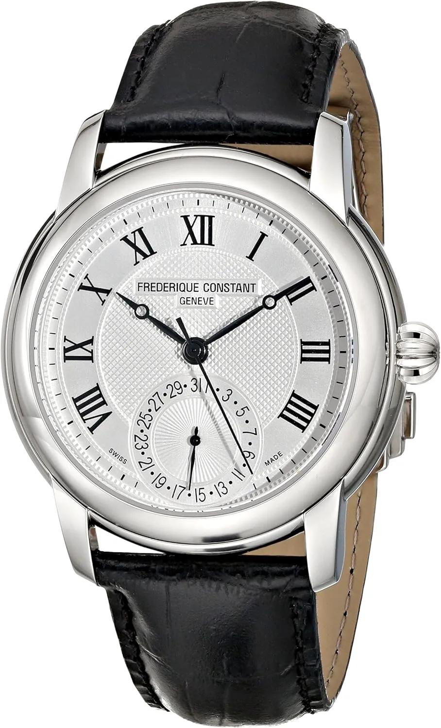 Frederique Constant Maxime Men's 710MC4H6 Stainless Steel Watch with Seconds Hand and Black Leather Band