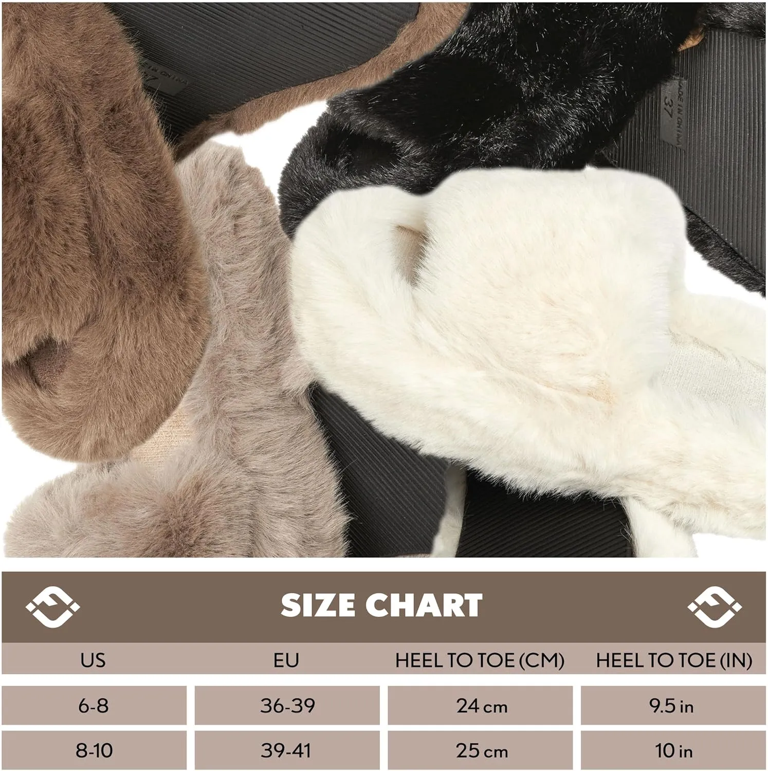 Funky Junque Women's Faux Fur Memory Foam Open Toe Slippers - Mother's Day Gift - with Non Slip Sole