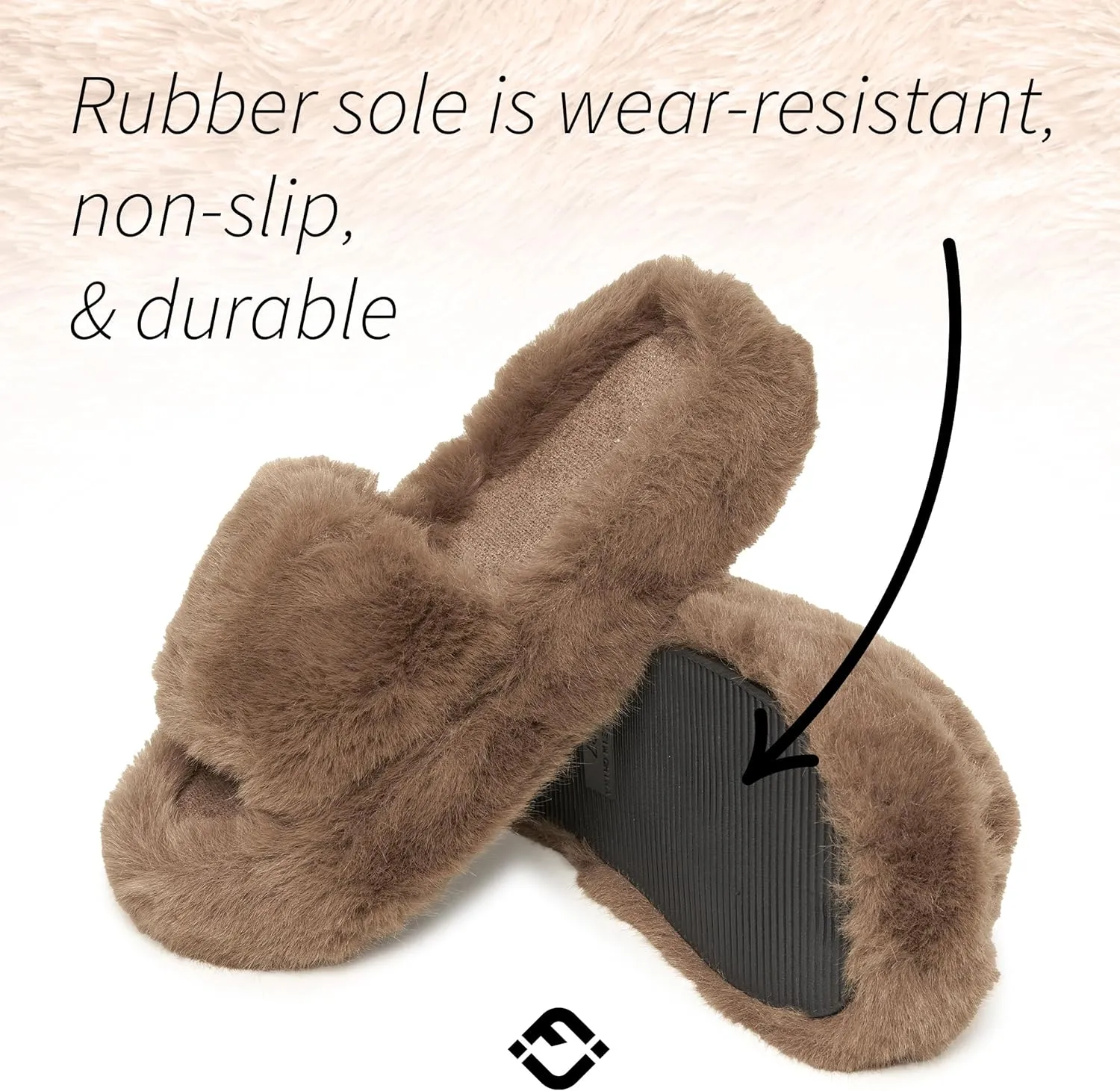 Funky Junque Women's Faux Fur Memory Foam Open Toe Slippers - Mother's Day Gift - with Non Slip Sole
