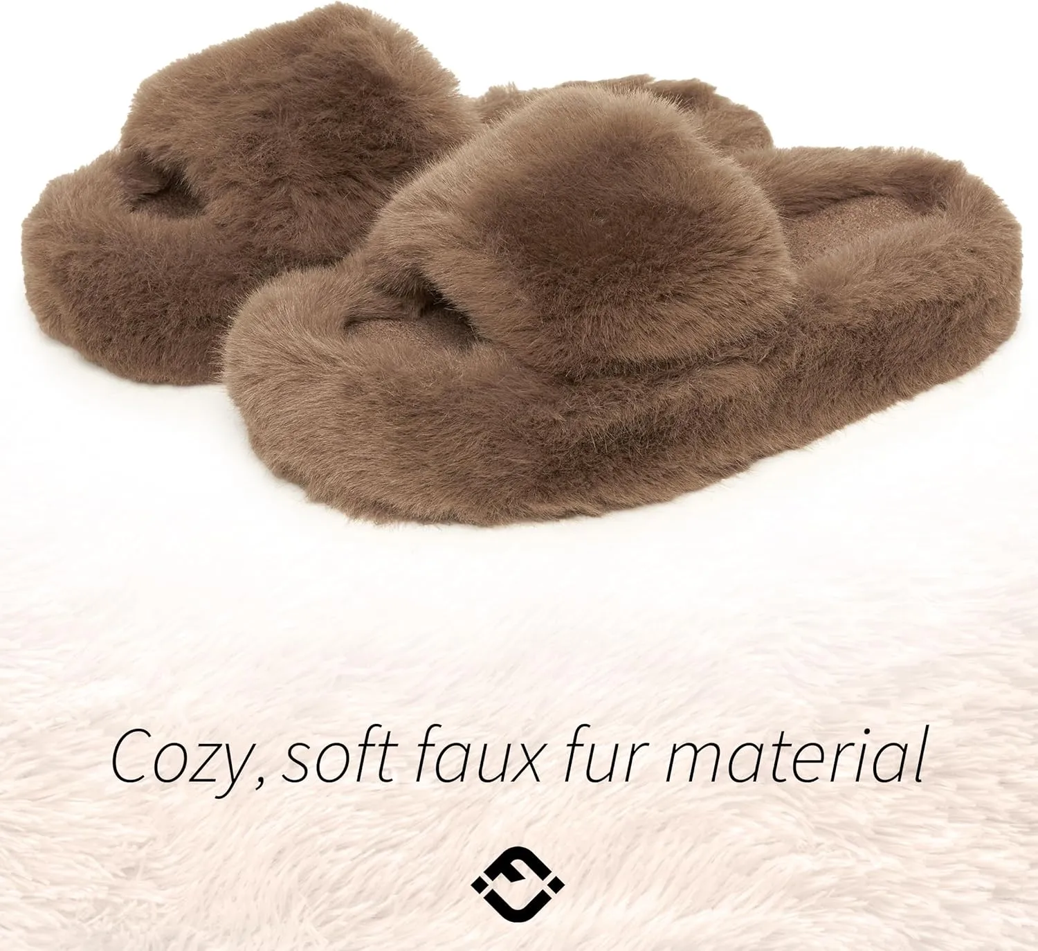 Funky Junque Women's Faux Fur Memory Foam Open Toe Slippers - Mother's Day Gift - with Non Slip Sole