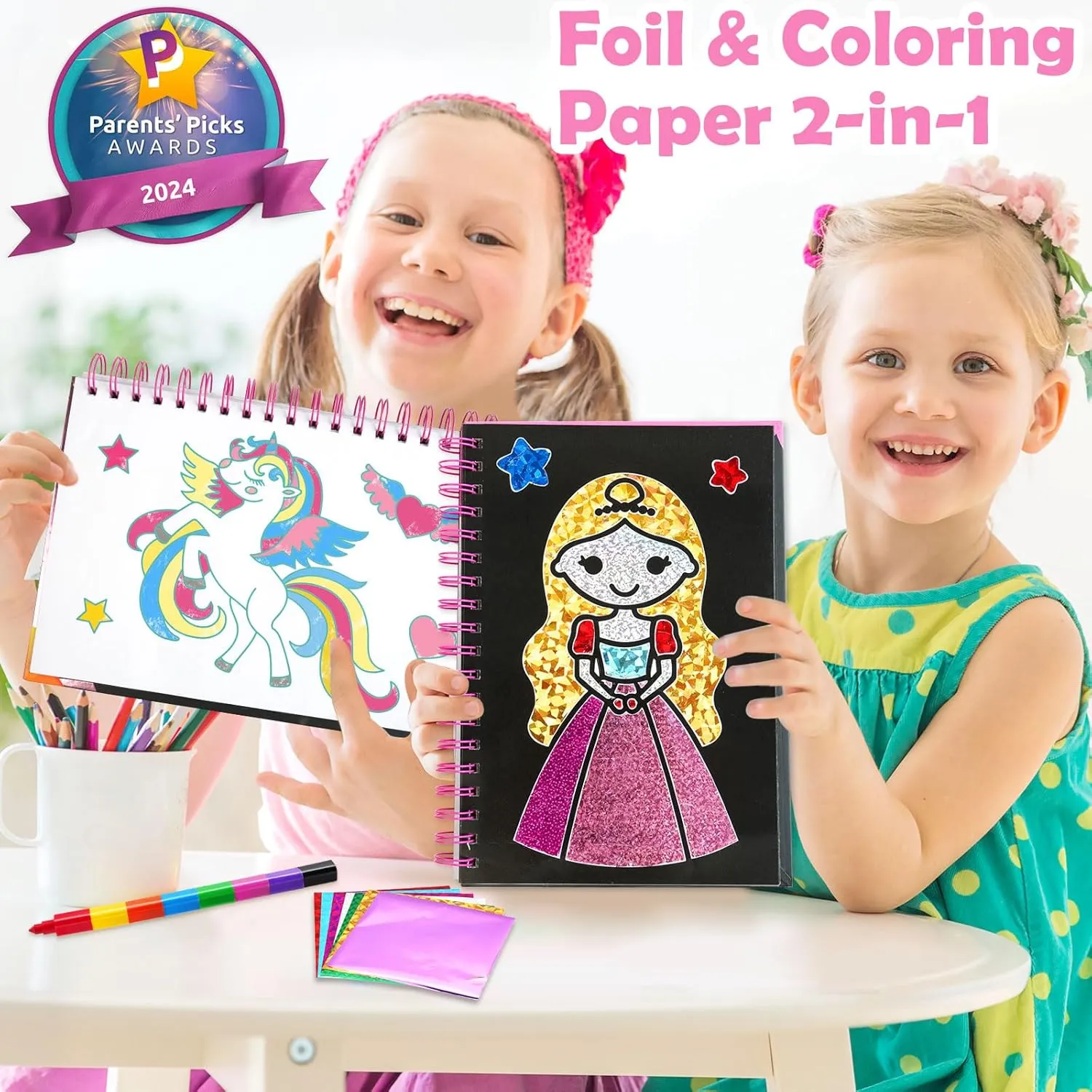 FUNNYB&G Foil Art Craft Activity for Kids - Gift for Girls Crafts for Kids Fun Art Supplies DIY Creative Travel Toy, Birthday Gift Party Favor Toys for Girls Boys 4 5 6 7 8 9 Years Old(Princess)