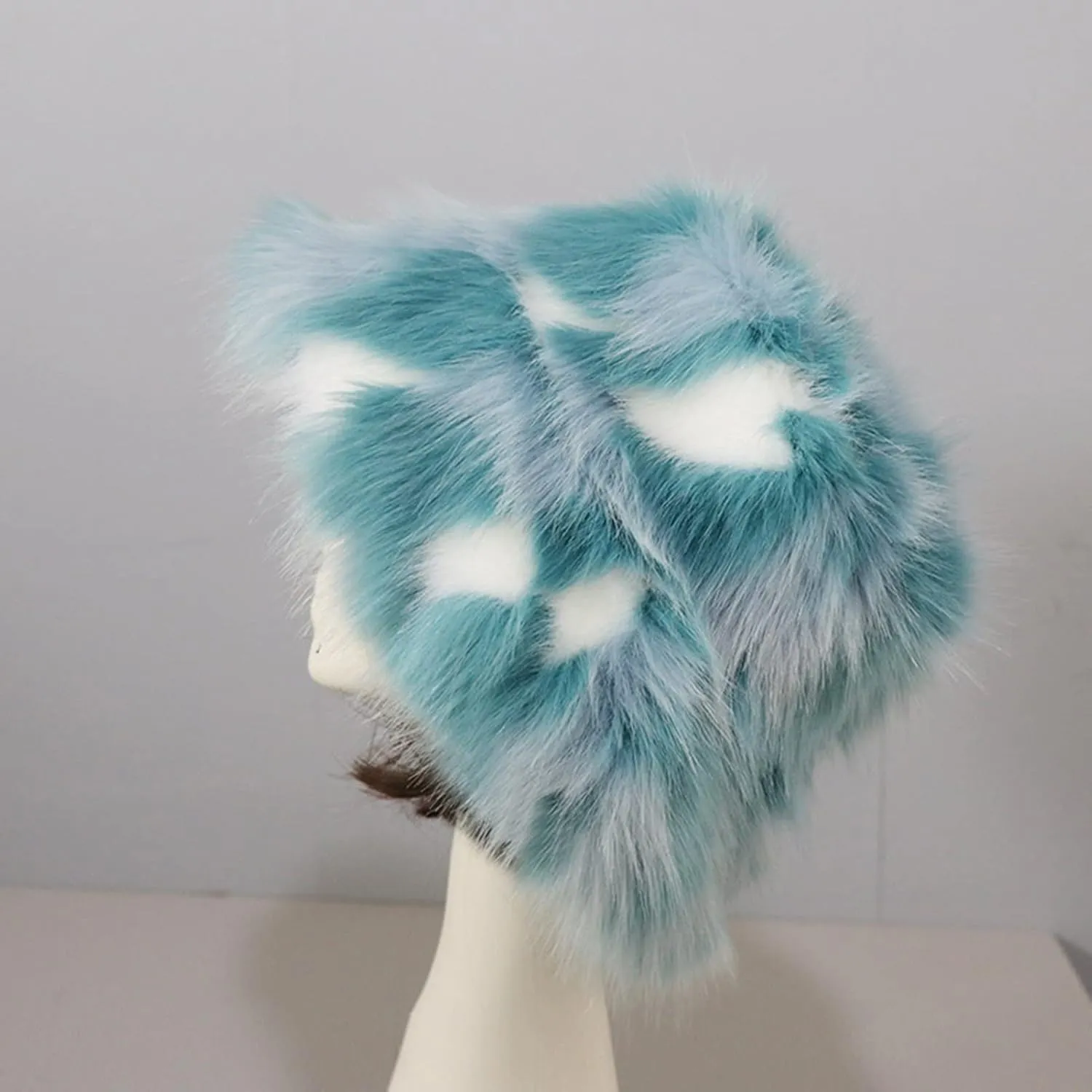 Furry Bucket Hat, Winter Faux Fur Warmer Fisherman Cap Fluffy Wide Brim Bucket Hats