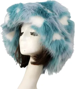 Furry Bucket Hat, Winter Faux Fur Warmer Fisherman Cap Fluffy Wide Brim Bucket Hats