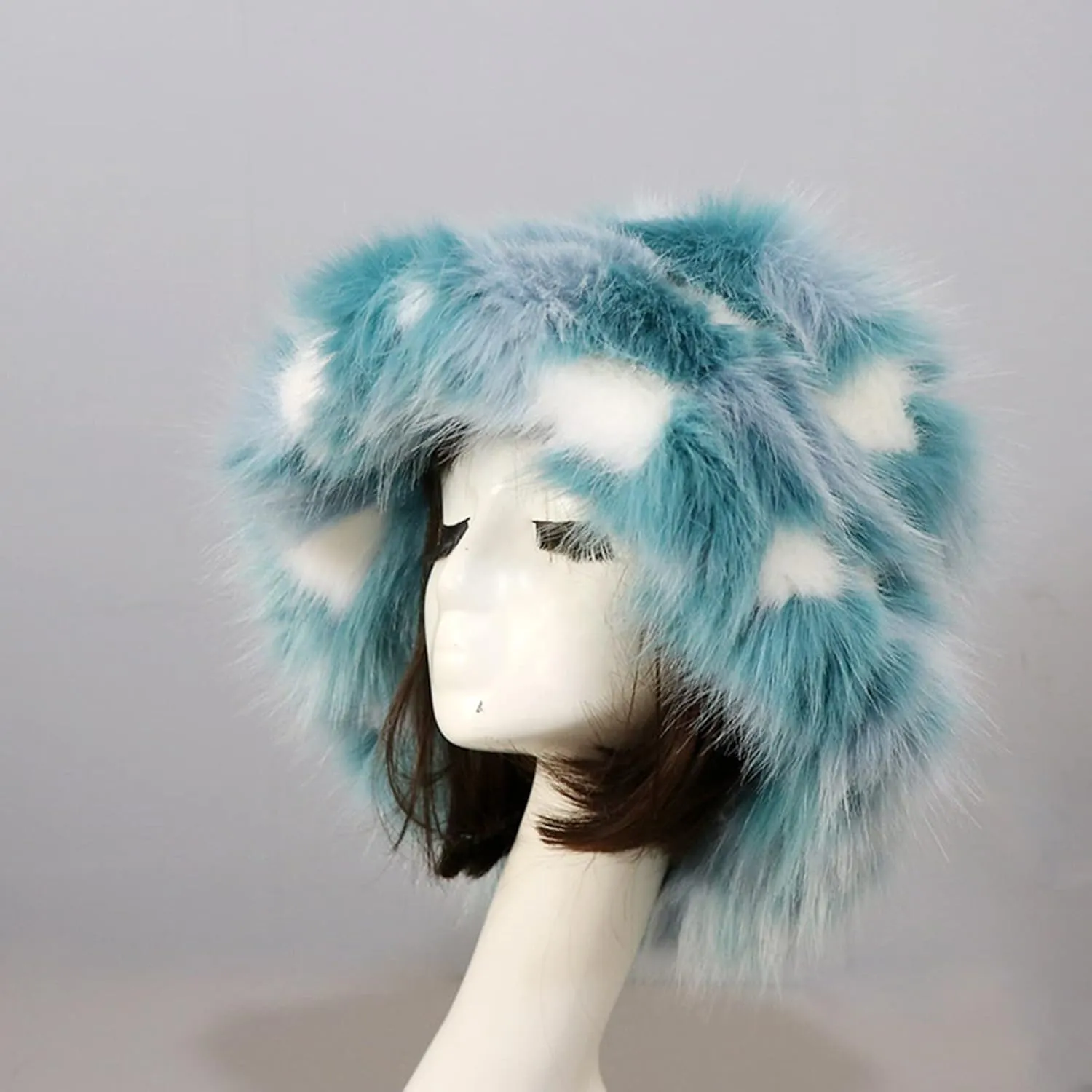 Furry Bucket Hat, Winter Faux Fur Warmer Fisherman Cap Fluffy Wide Brim Bucket Hats