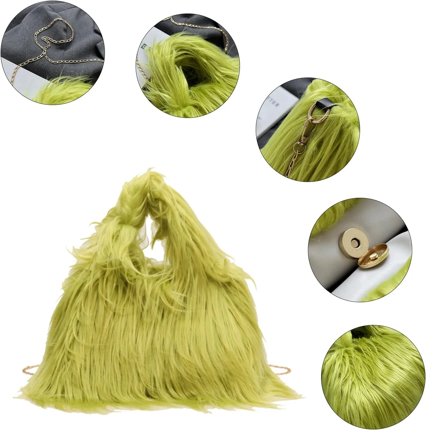 Furry Purse for Women, Faux Fur Bag Y2k Purse Fluffy Tote Bag Fuzzy Crossbody Handbags