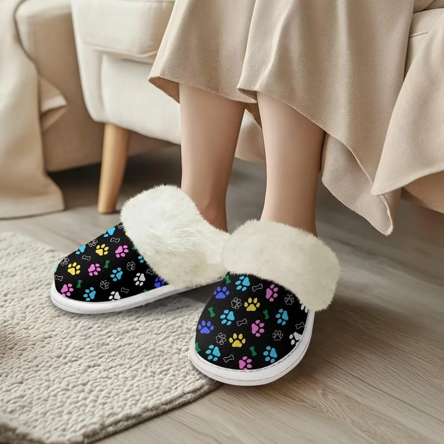 Fuzzy Slippers for Women Cozy Indoor Slippers for Women Fluffy Fur