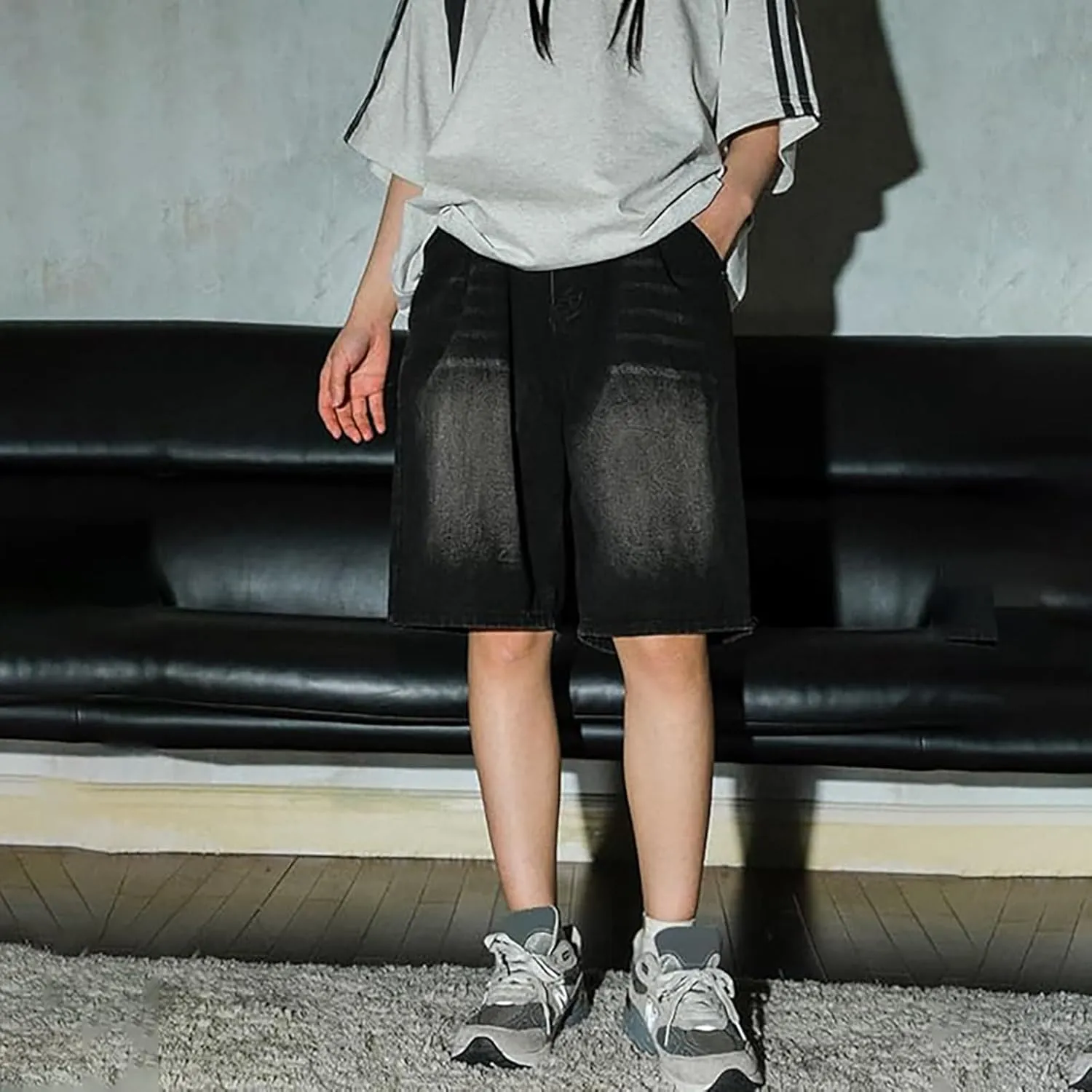 FZVYD Jorts Men Women Denim Shorts Y2k Baggy Star Jorts Jeans Loose Fit Patchwork Jeans Shorts Y2k Fashion Loose Streetwear