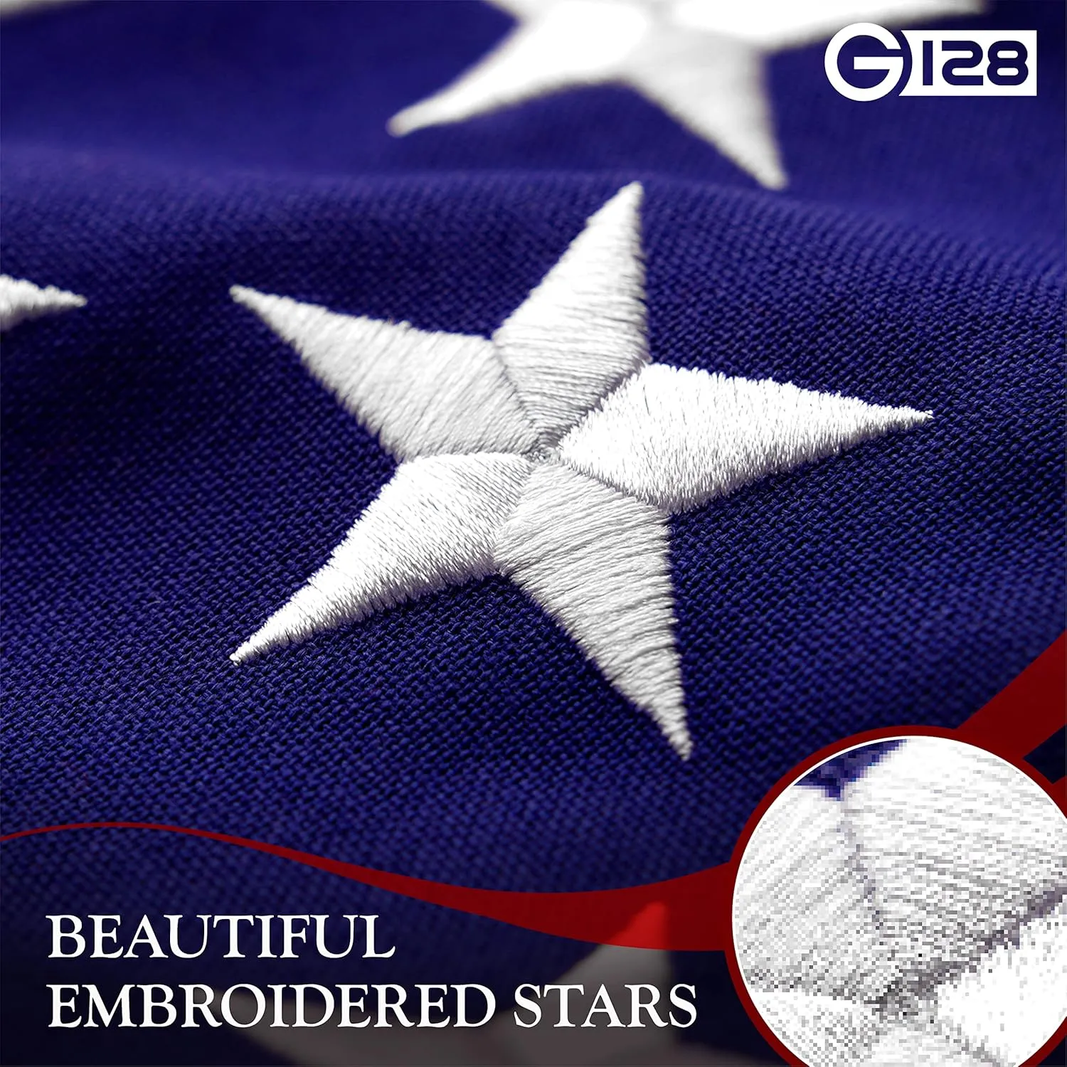 G128 3x5 Ft American USA Flag Deluxe TearProof Series, Featuring Super Tough Spun Polyester, Embroidered Stars, American Flag For Outside High Winds