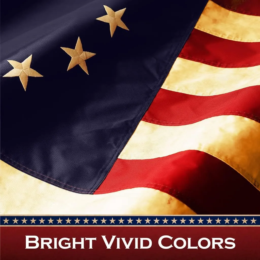 G128 Betsy Ross Tea-Stained Flag | 3x5 Ft | Pole Sleeve Embroidered 420D Polyester - Embroidered Stars, Sewn Stripes, Brass Grommets, Indoor/Outdoor, Vibrant Colors, Quality Polyester