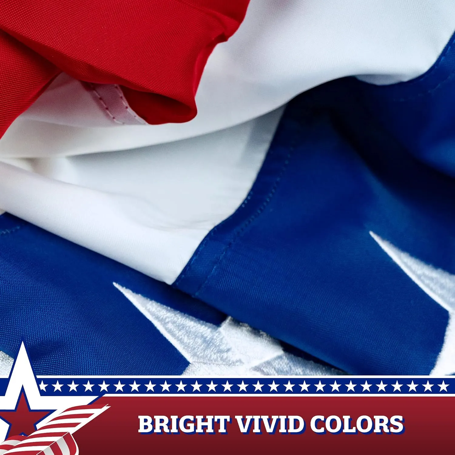 G128 - USA Pleated Fan Flag, 2x4 Feet American USA Bunting Decoration Flags Embroidered Patriotic Stars & Sewn Stripes Canvas Header Brass Grommets