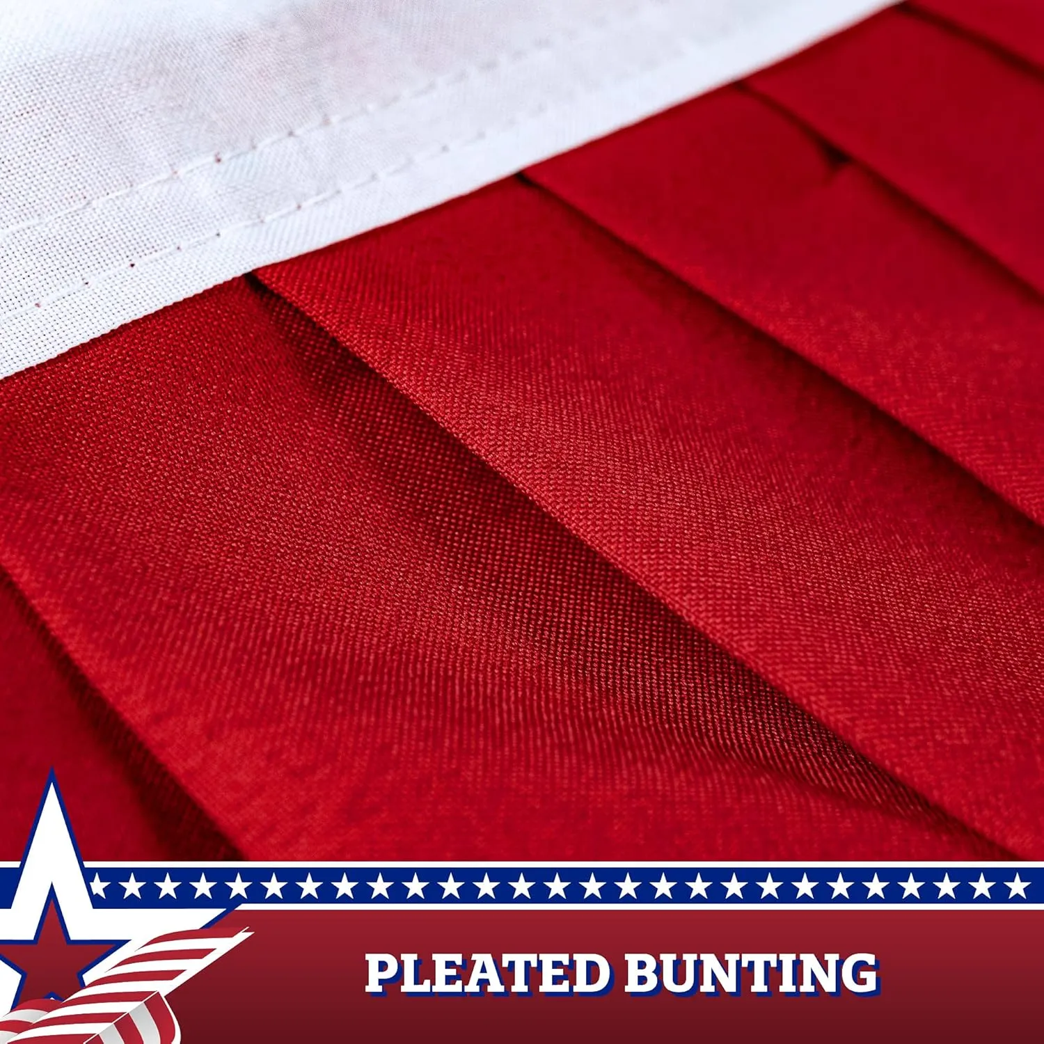 G128 - USA Pleated Fan Flag, 2x4 Feet American USA Bunting Decoration Flags Embroidered Patriotic Stars & Sewn Stripes Canvas Header Brass Grommets
