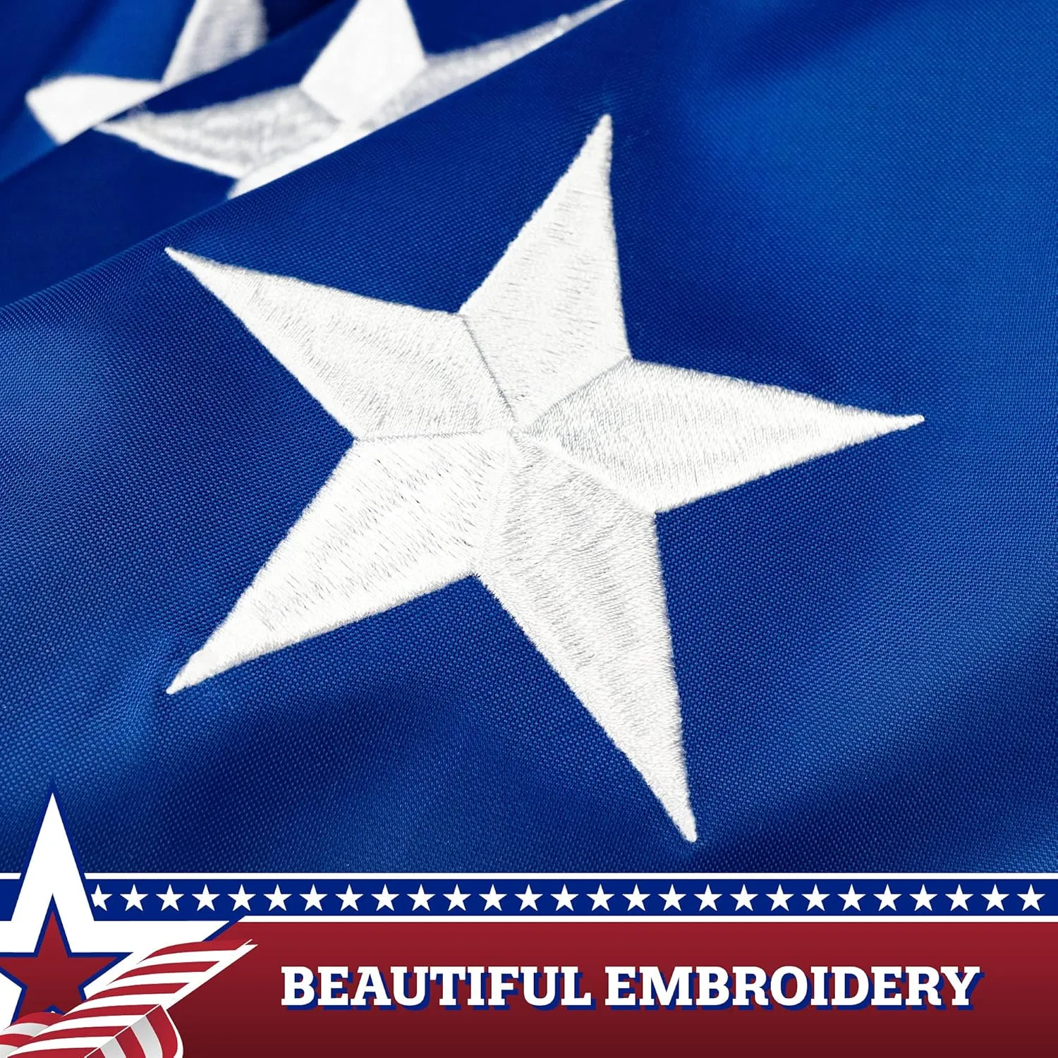 G128 - USA Pleated Fan Flag, 2x4 Feet American USA Bunting Decoration Flags Embroidered Patriotic Stars & Sewn Stripes Canvas Header Brass Grommets