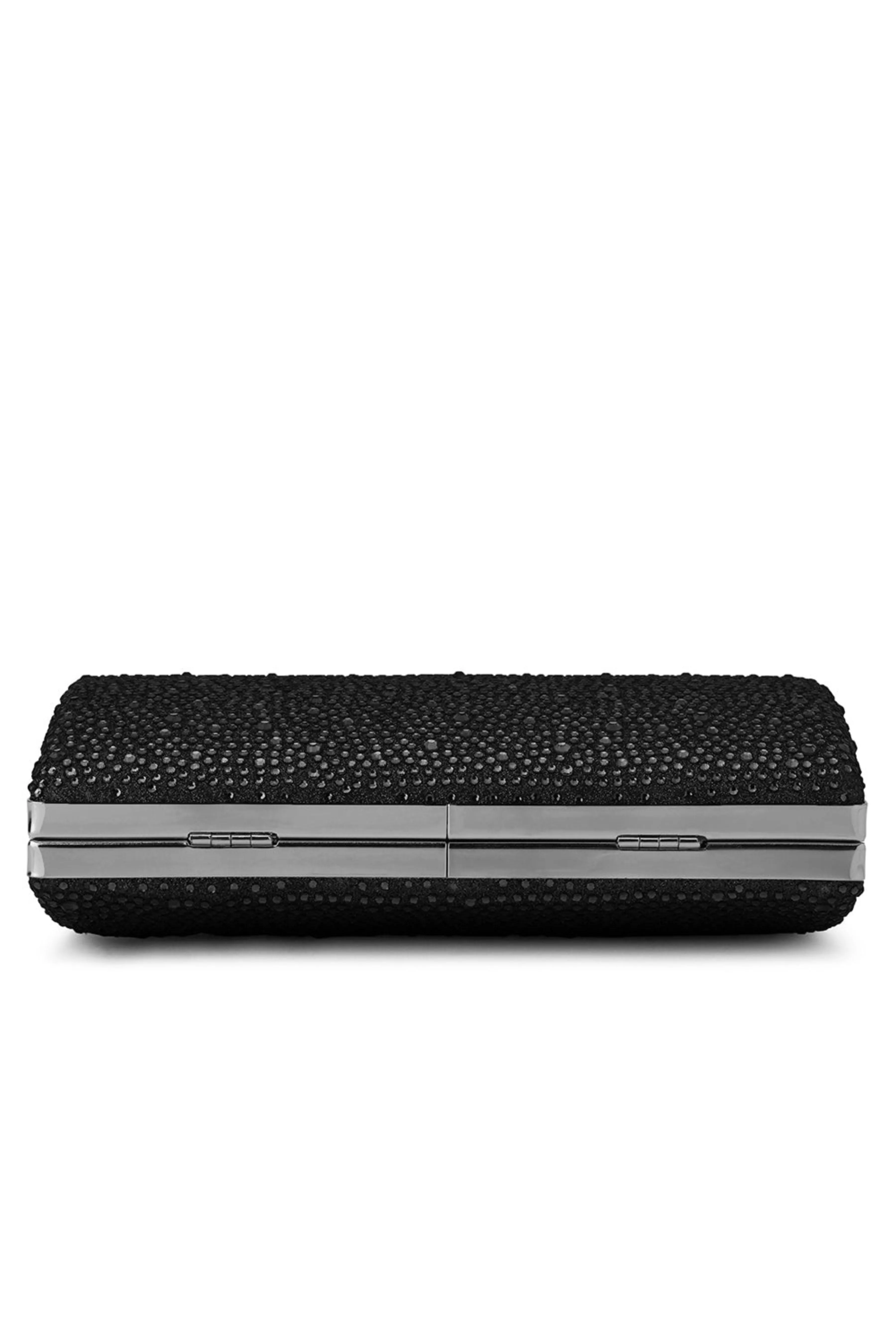 Gabby Metallic Hot Fix Clutch - Black