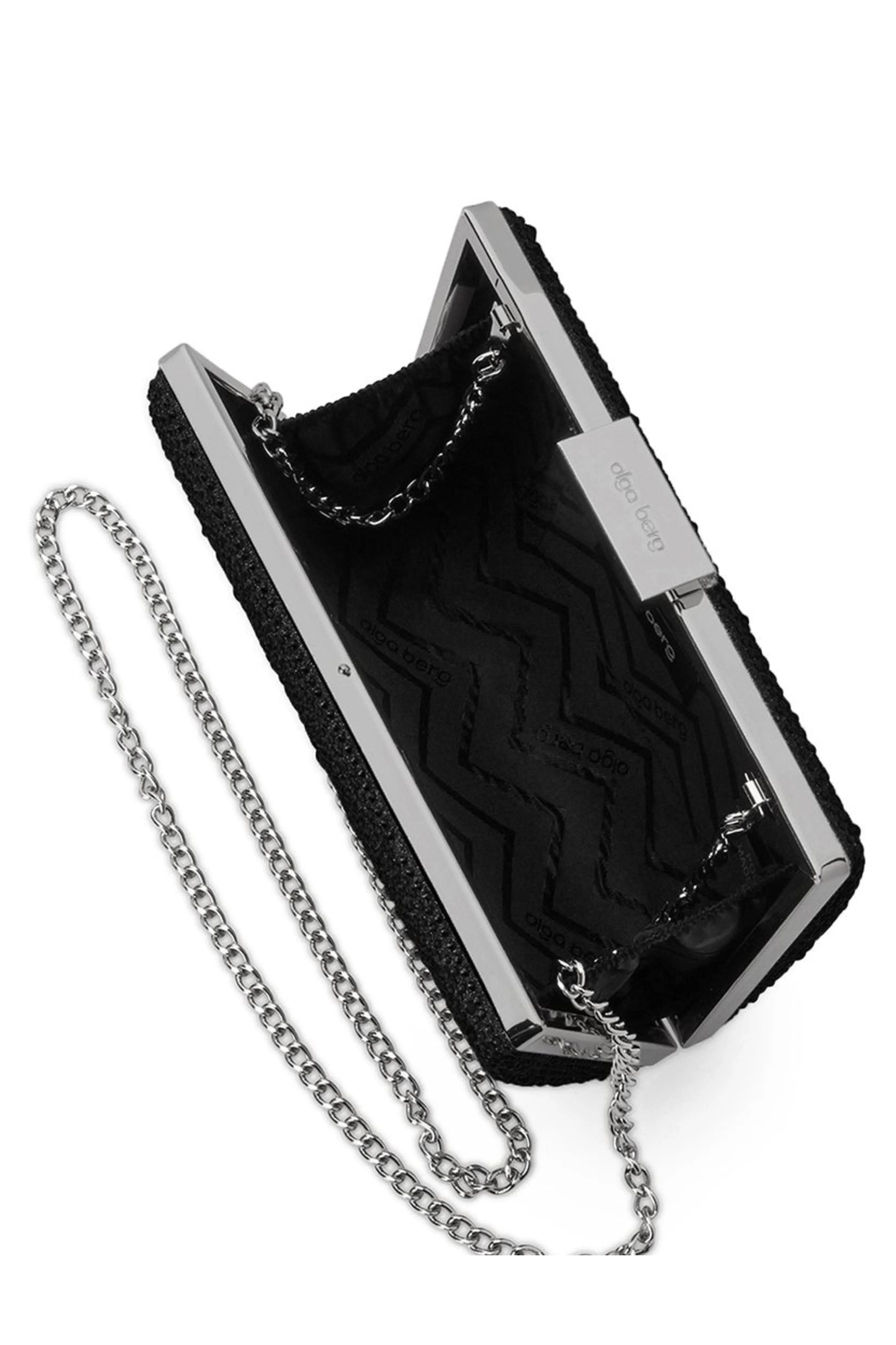 Gabby Metallic Hot Fix Clutch - Black