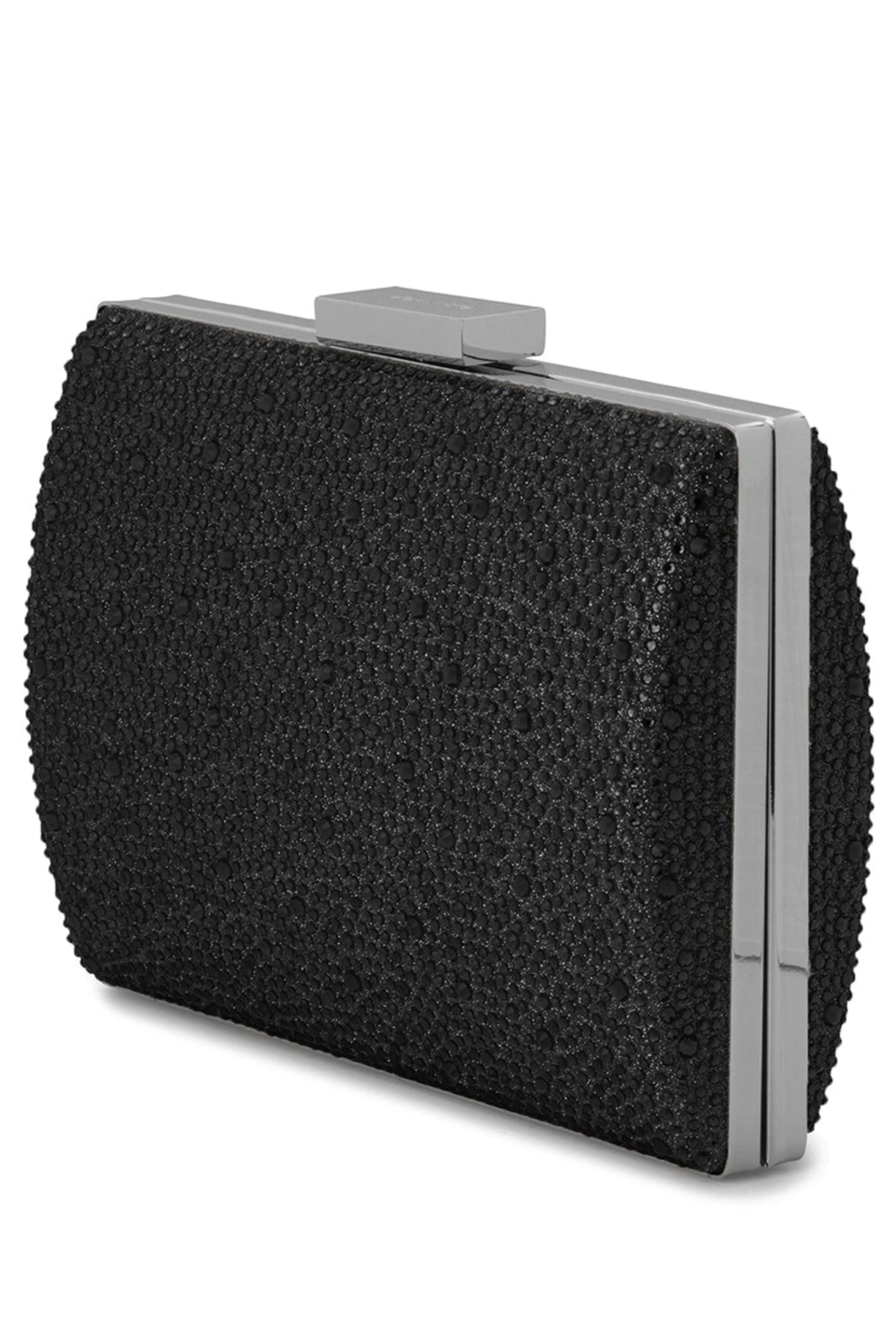 Gabby Metallic Hot Fix Clutch - Black