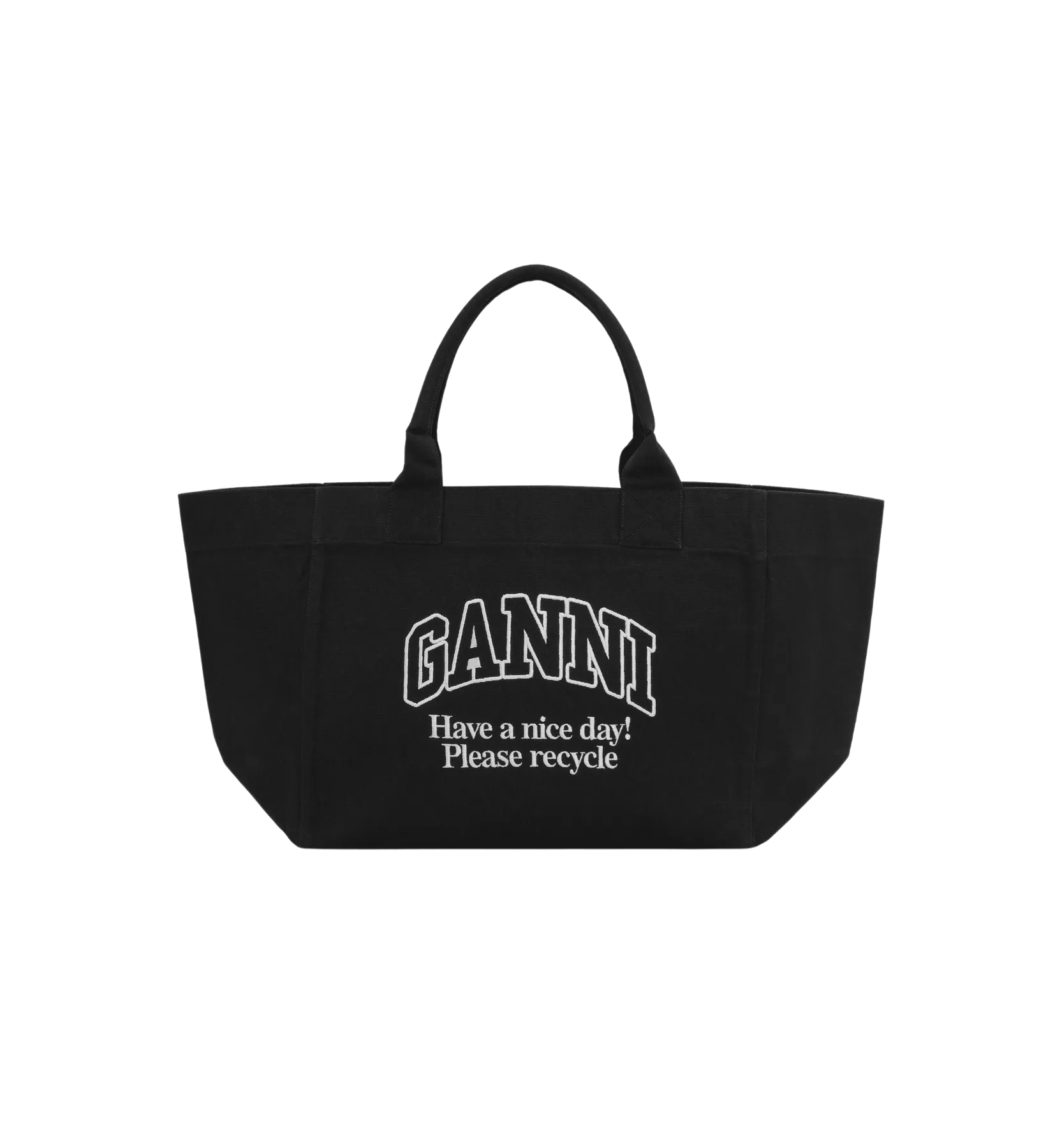 GANNI Black Oversized Canvas Tote Bag