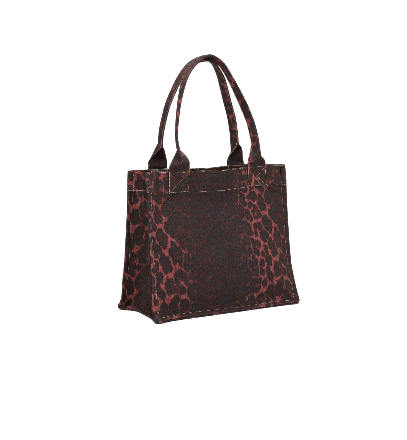 GANNI Red Leopard Canvas Tote Bag