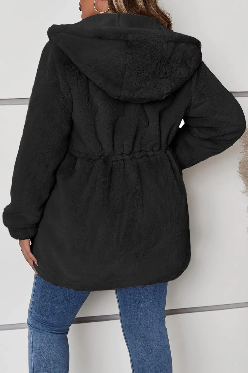 Geschallino Women's Faux Fur Coat Fleece Reversible Sherpa Fuzzy Winter Puffer Jacket (Available in Plus Size)