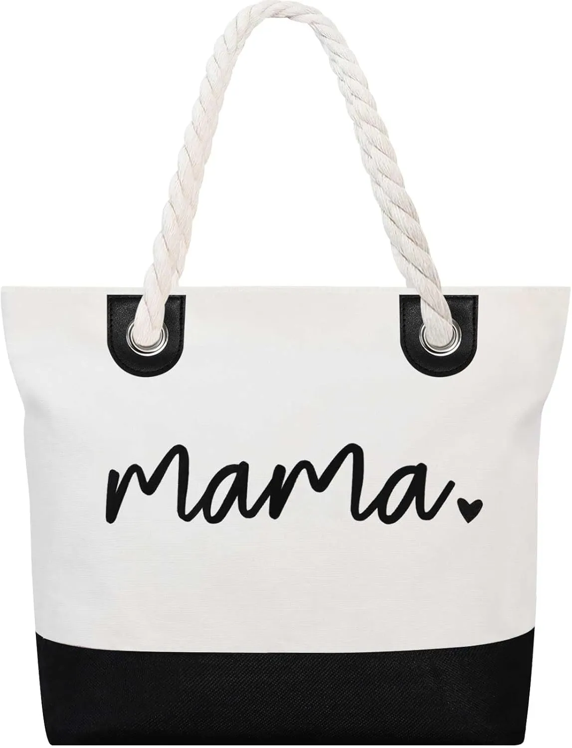 GhvyenntteS Birthday Gifts for Women - Mama Bag, New Mom Gifts, Beach Tote Bag, Mom Bag with Zipper, Personalized Mama Tote Bag for Women, Grandma, Black