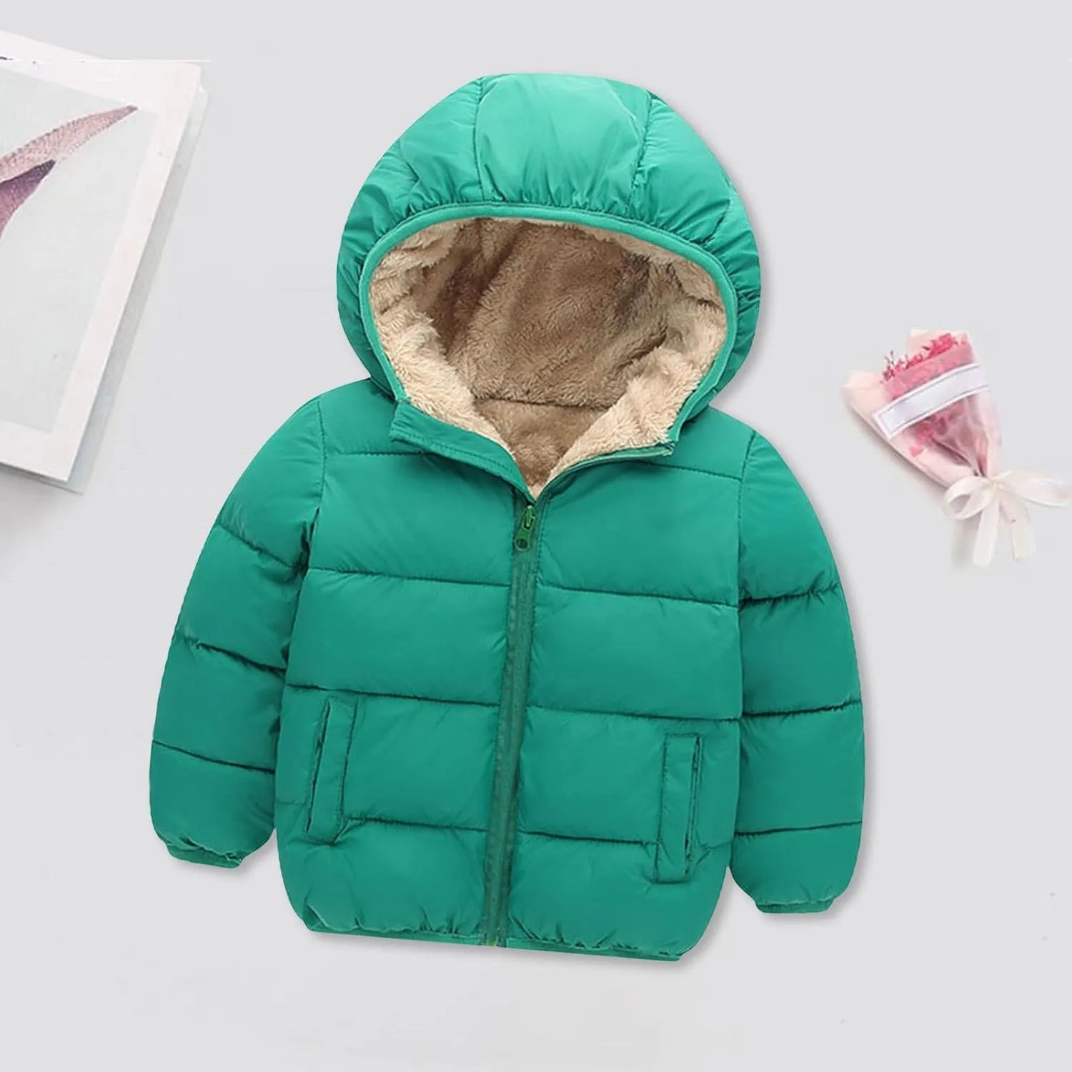 Girls and Toddler's Winter Coat Lightweight Water-Resistant Packable Hooded Puffer Jacket Fleece Lined Kids Down Coat