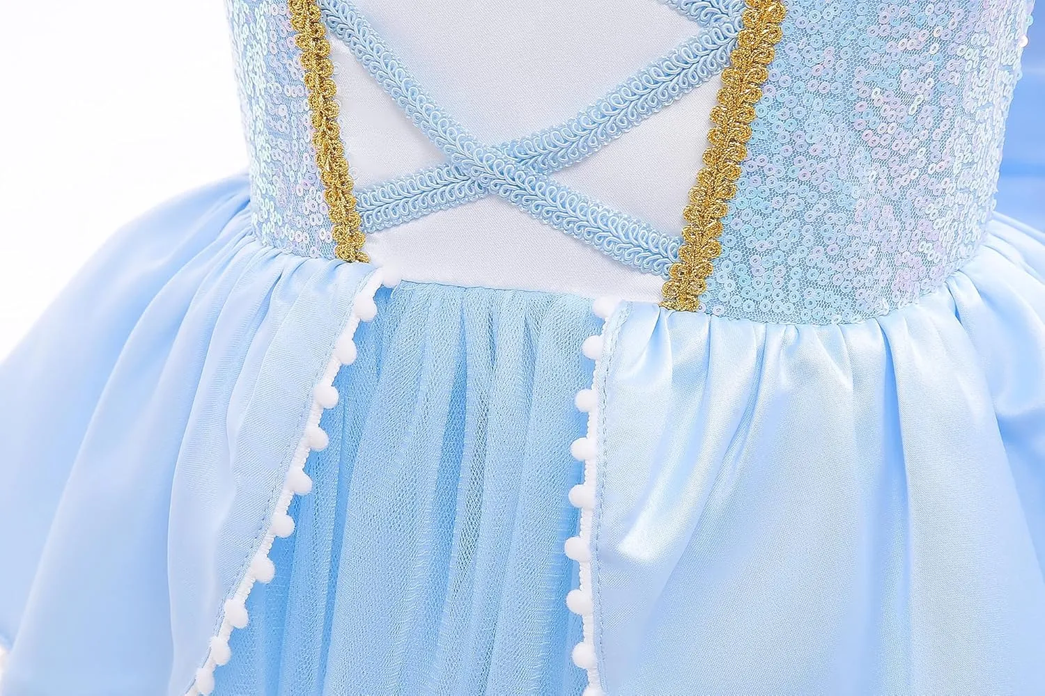 Girls Cinderella Princess Dress Kids Blue Princess Costume Dress up Costume Sets for Cinderella 5-6Years