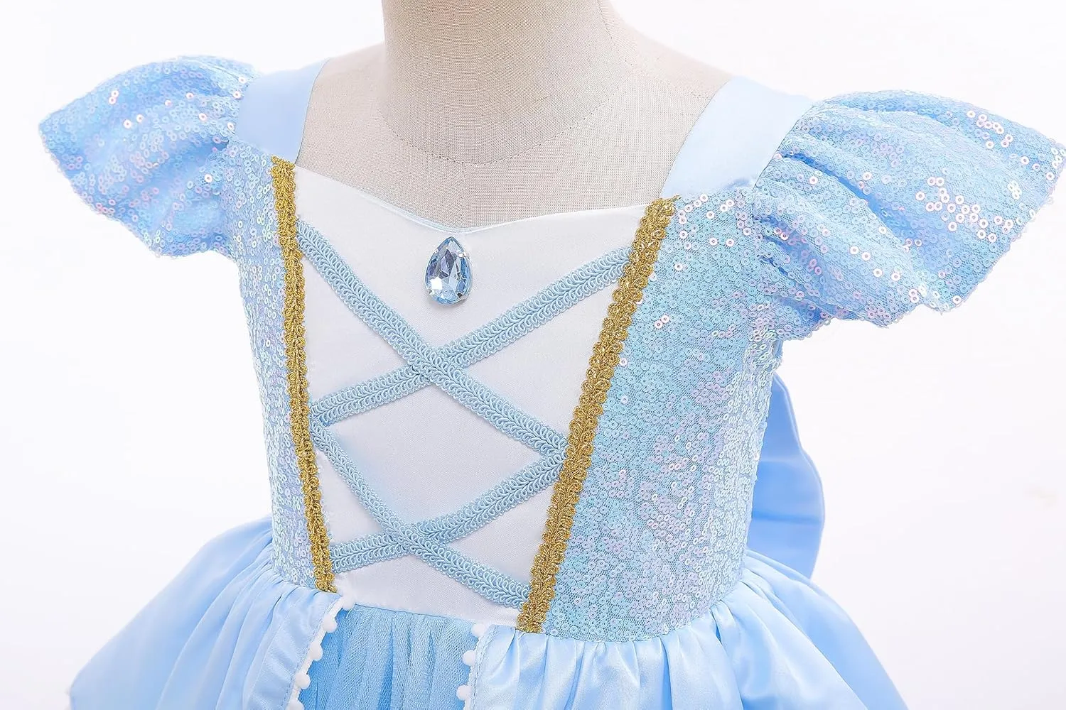 Girls Cinderella Princess Dress Kids Blue Princess Costume Dress up Costume Sets for Cinderella 5-6Years