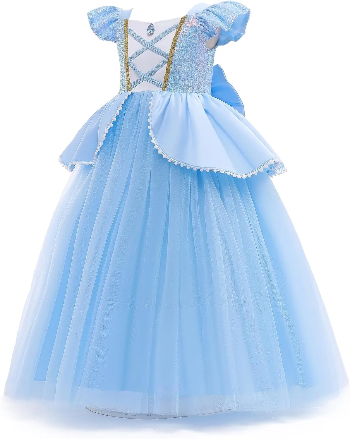 Girls Cinderella Princess Dress Kids Blue Princess Costume Dress up Costume Sets for Cinderella 5-6Years