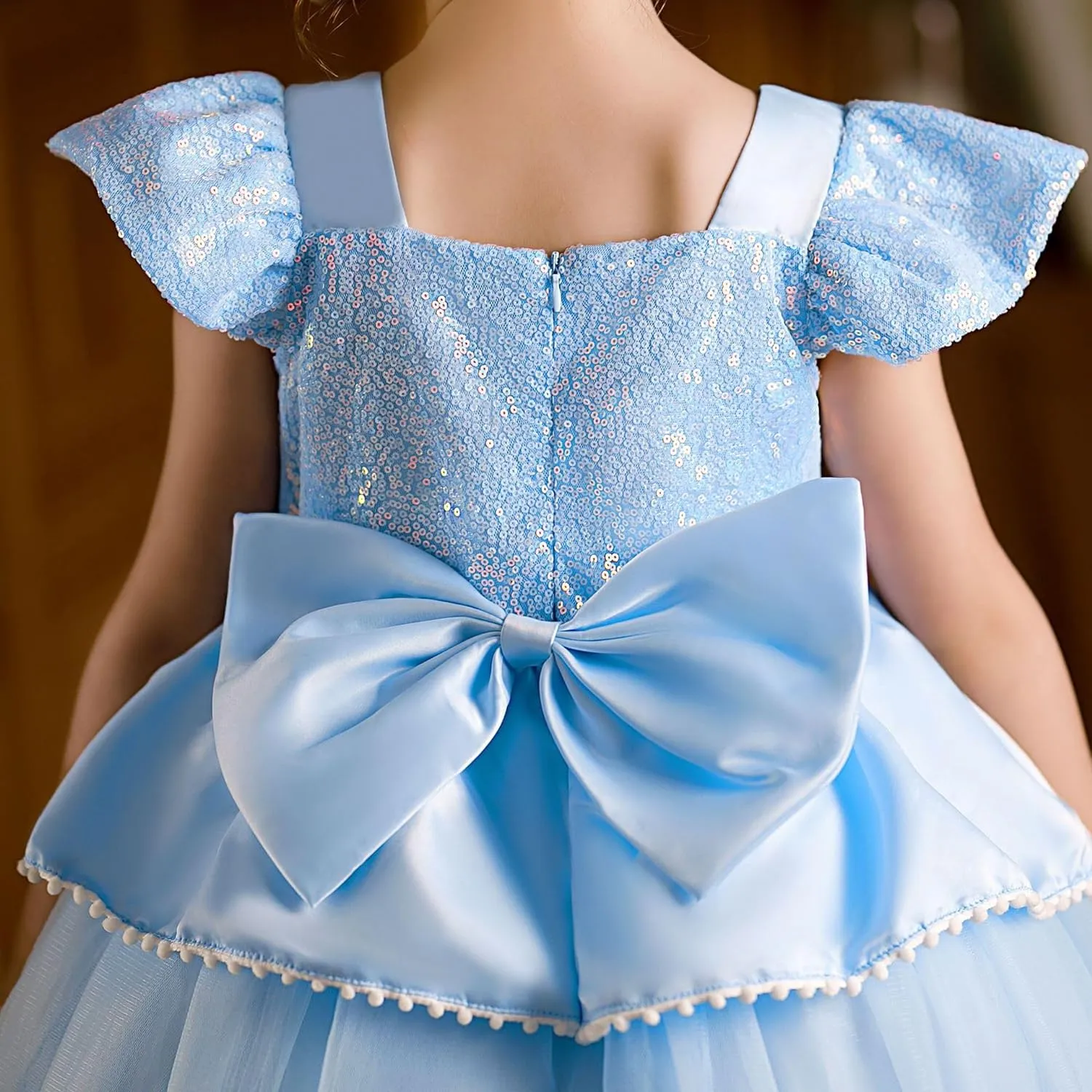 Girls Cinderella Princess Dress Kids Blue Princess Costume Dress up Costume Sets for Cinderella 5-6Years