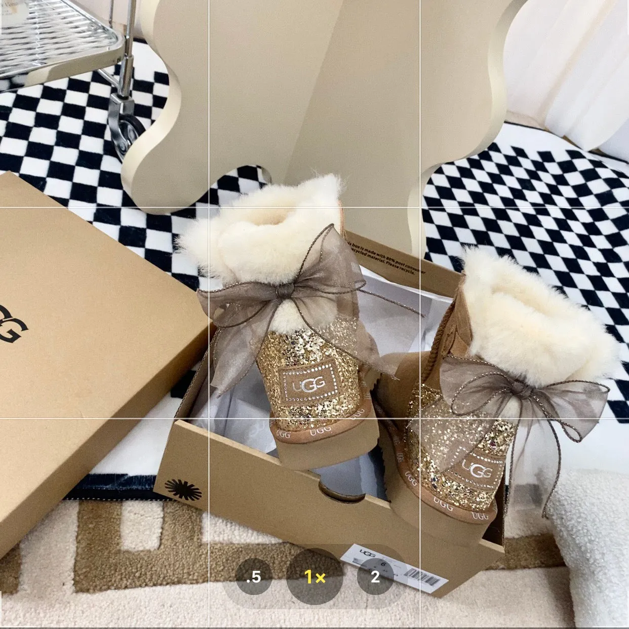 Glittery Bow Ugg Boots