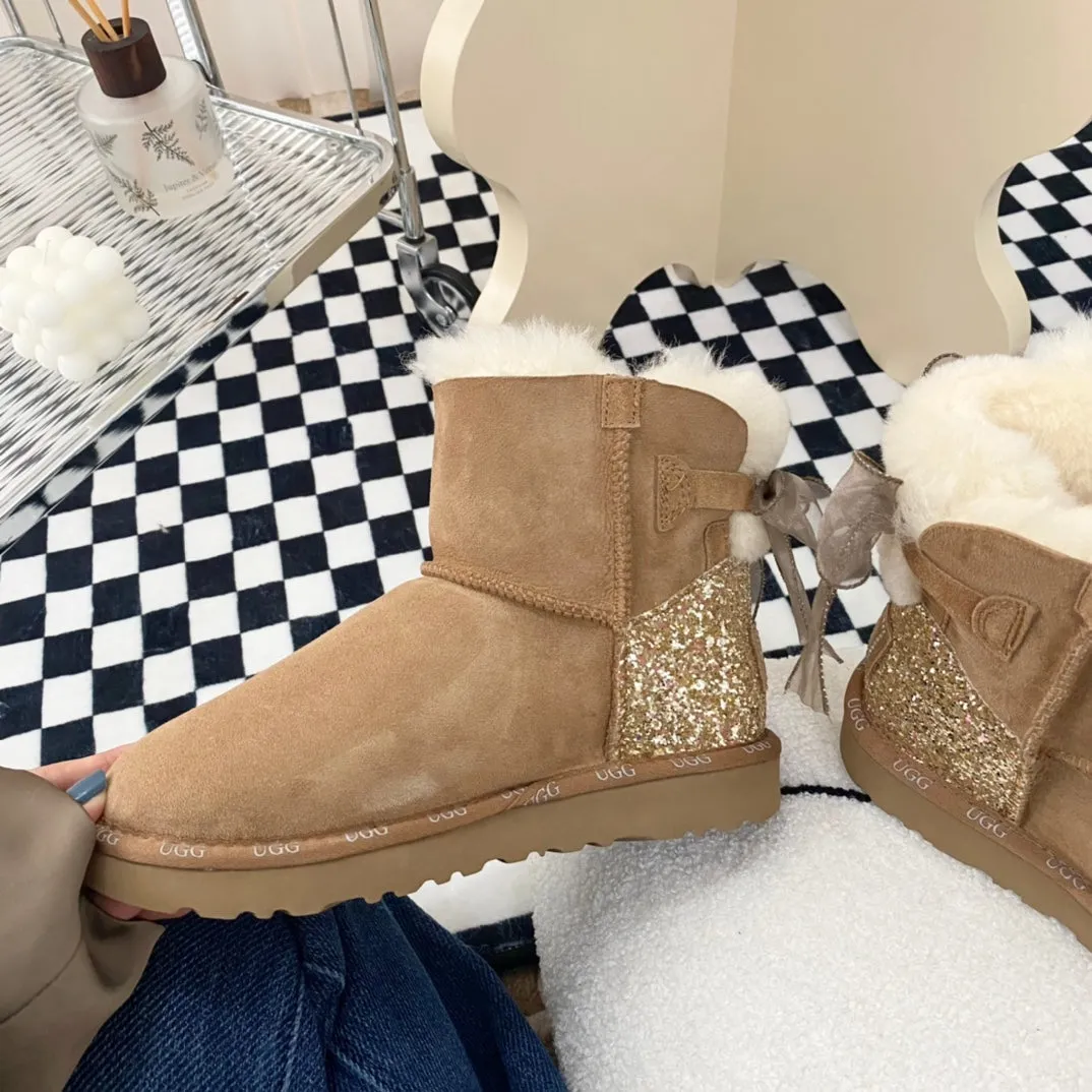 Glittery Bow Ugg Boots