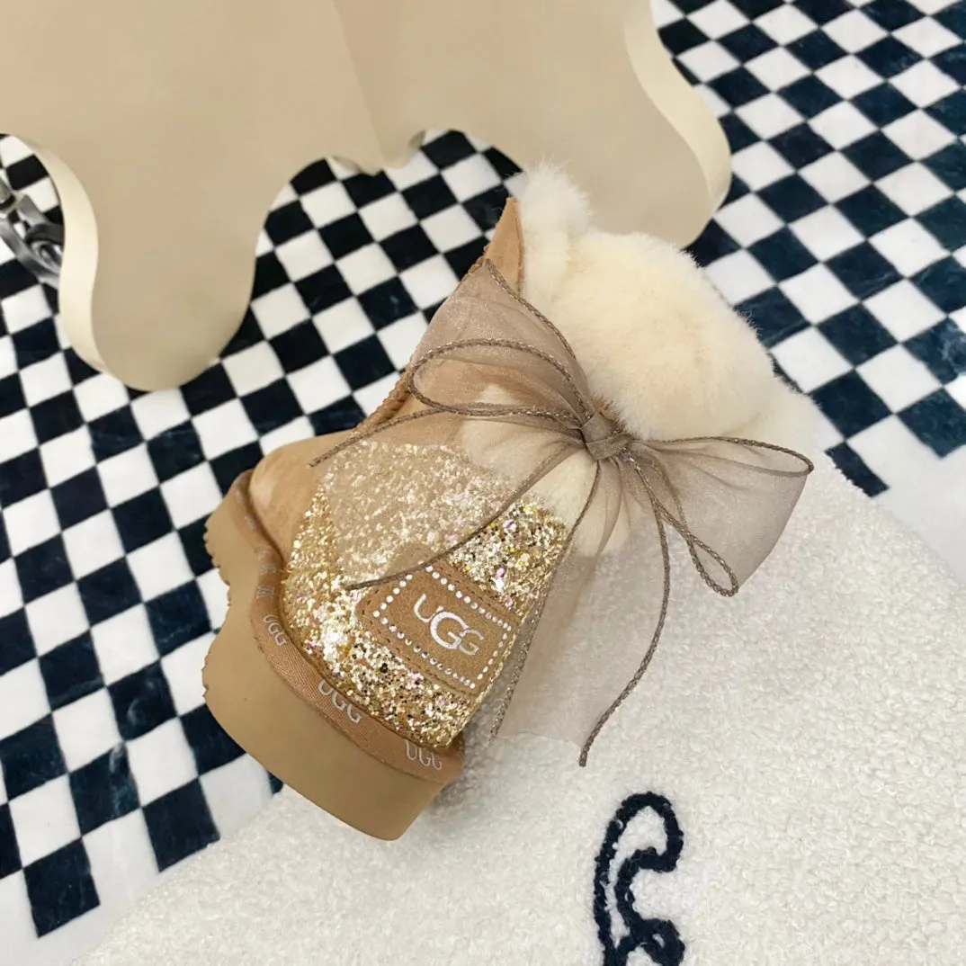 Glittery Bow Ugg Boots