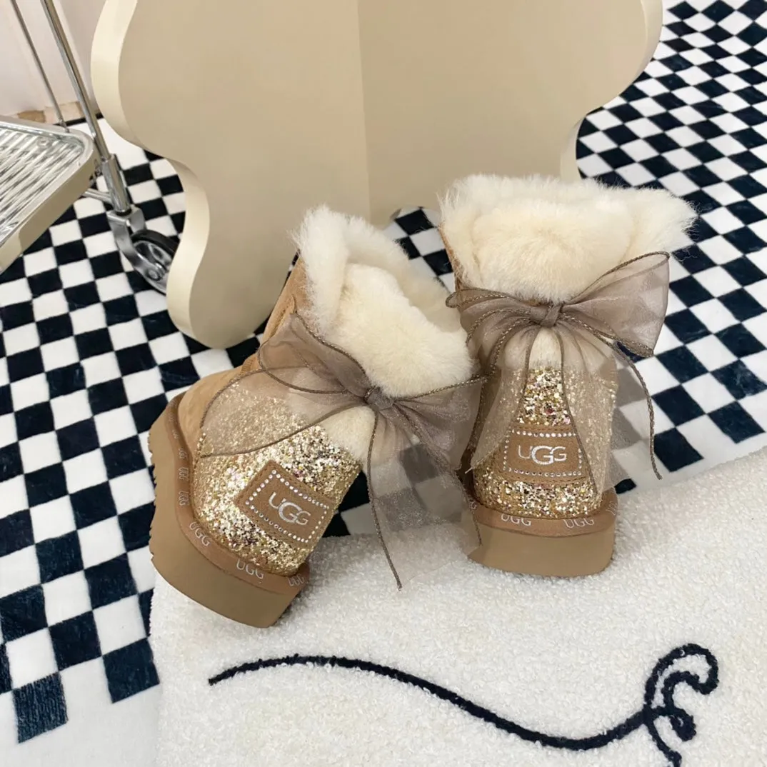 Glittery Bow Ugg Boots
