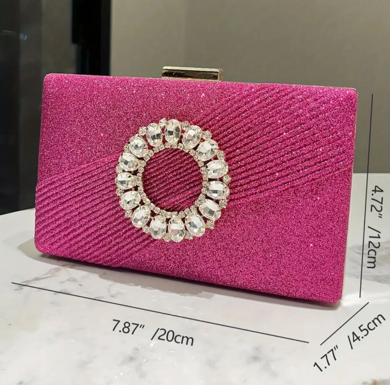 Glittery Fuchsia Evening Purse