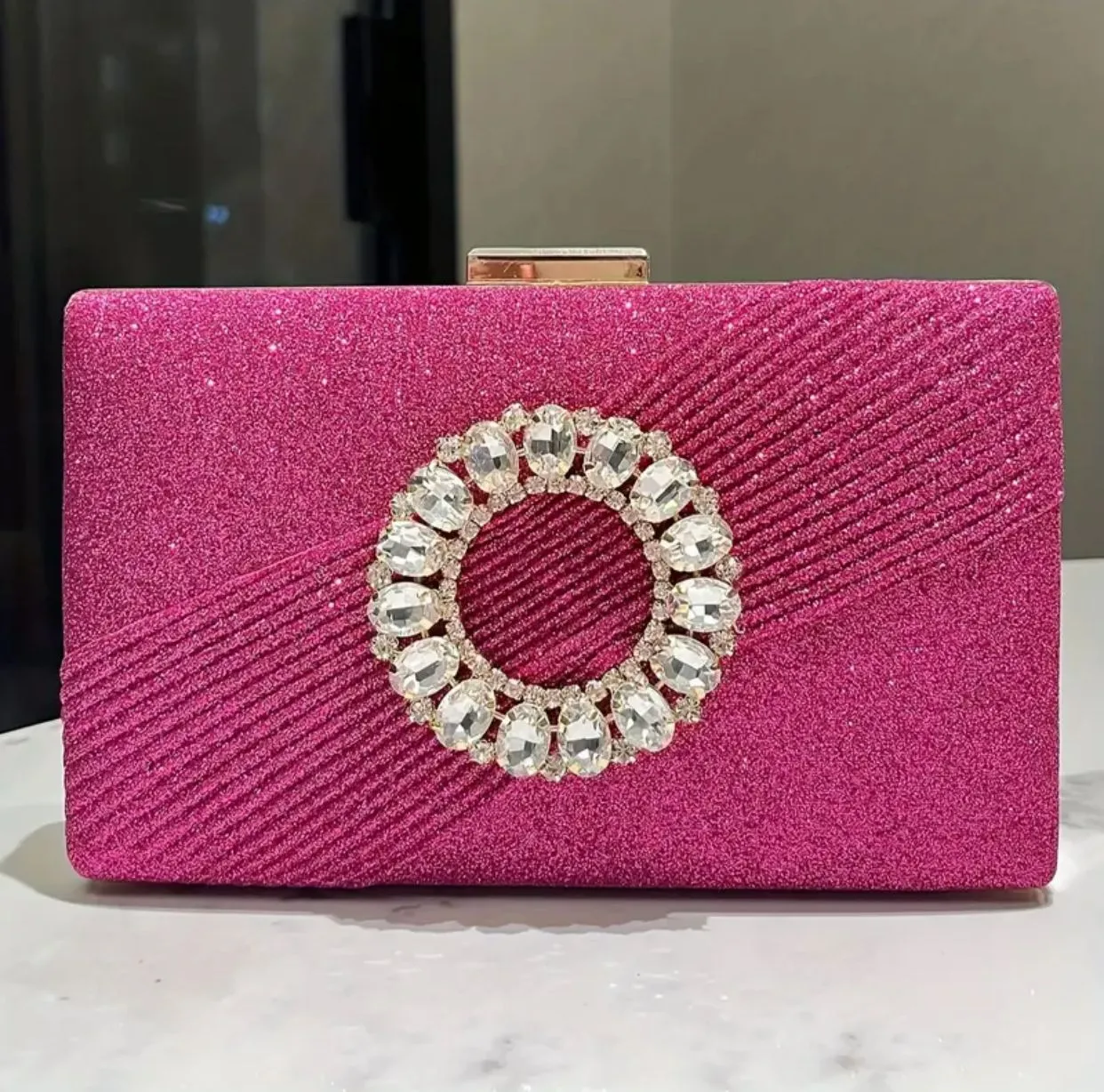 Glittery Fuchsia Evening Purse