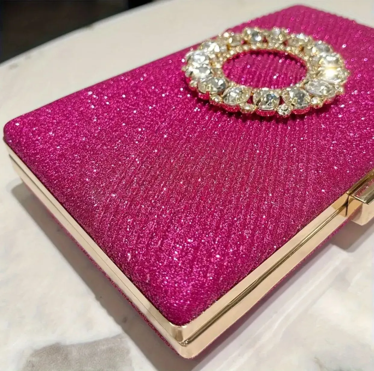 Glittery Fuchsia Evening Purse