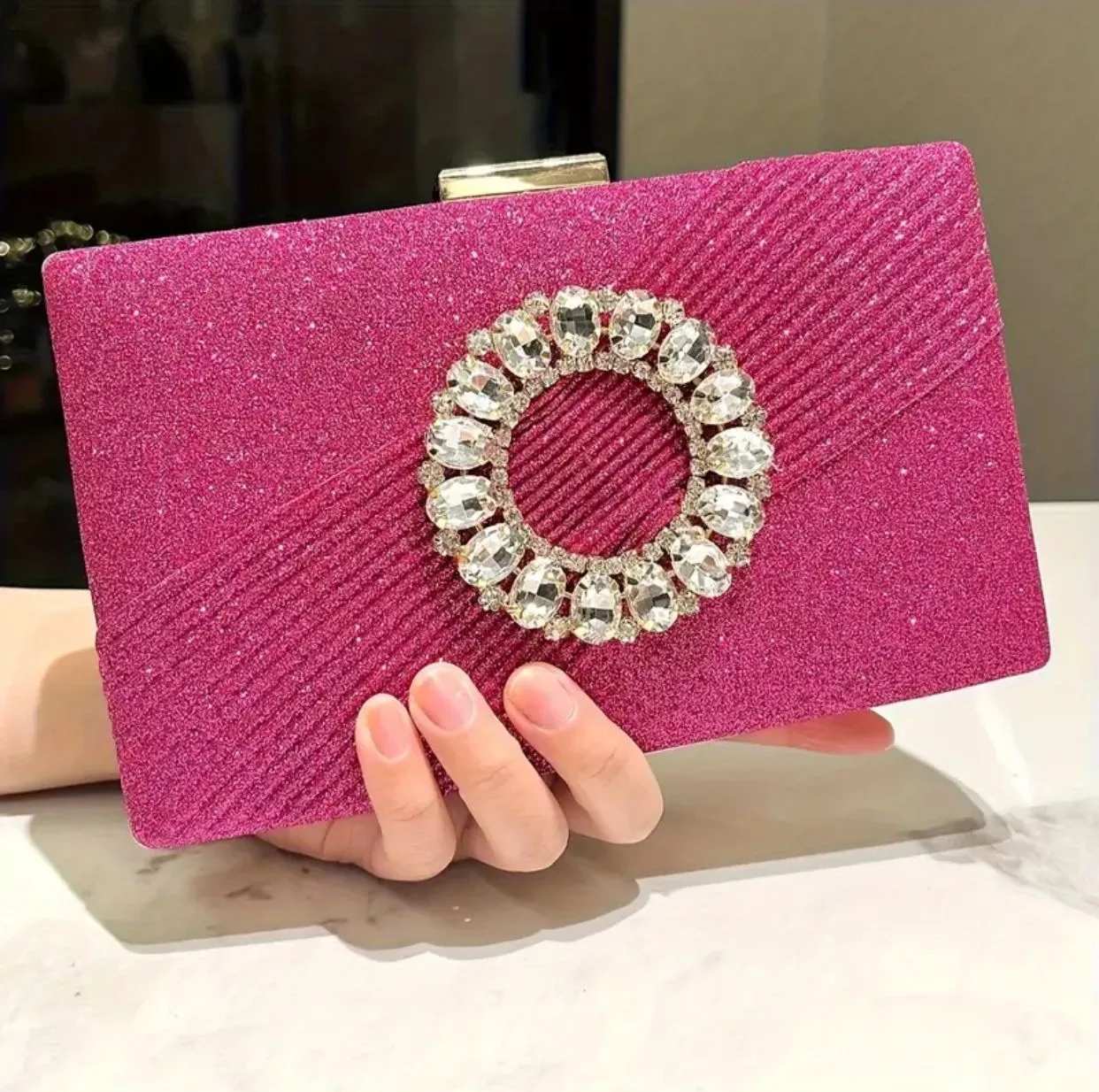 Glittery Fuchsia Evening Purse