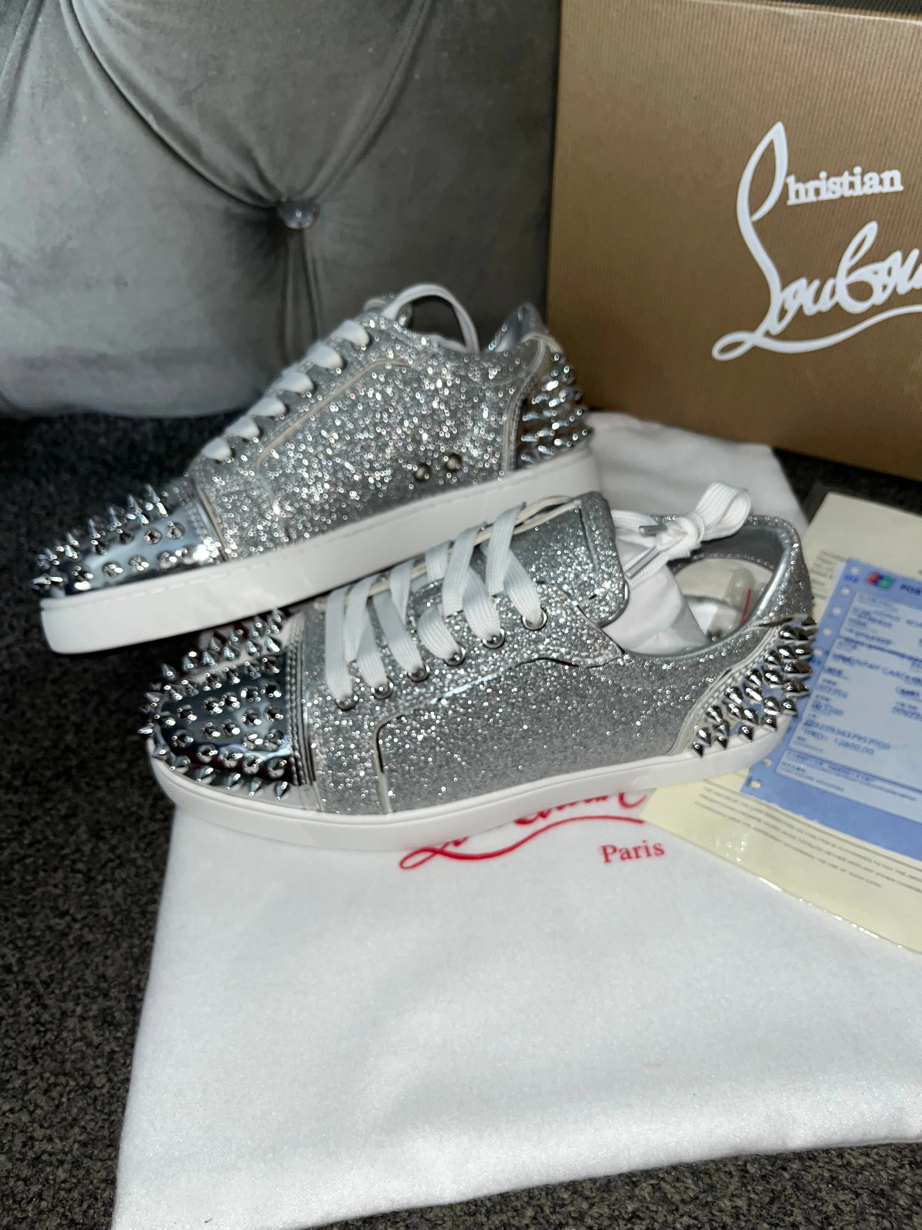 Glittery Studded Plain Trainers