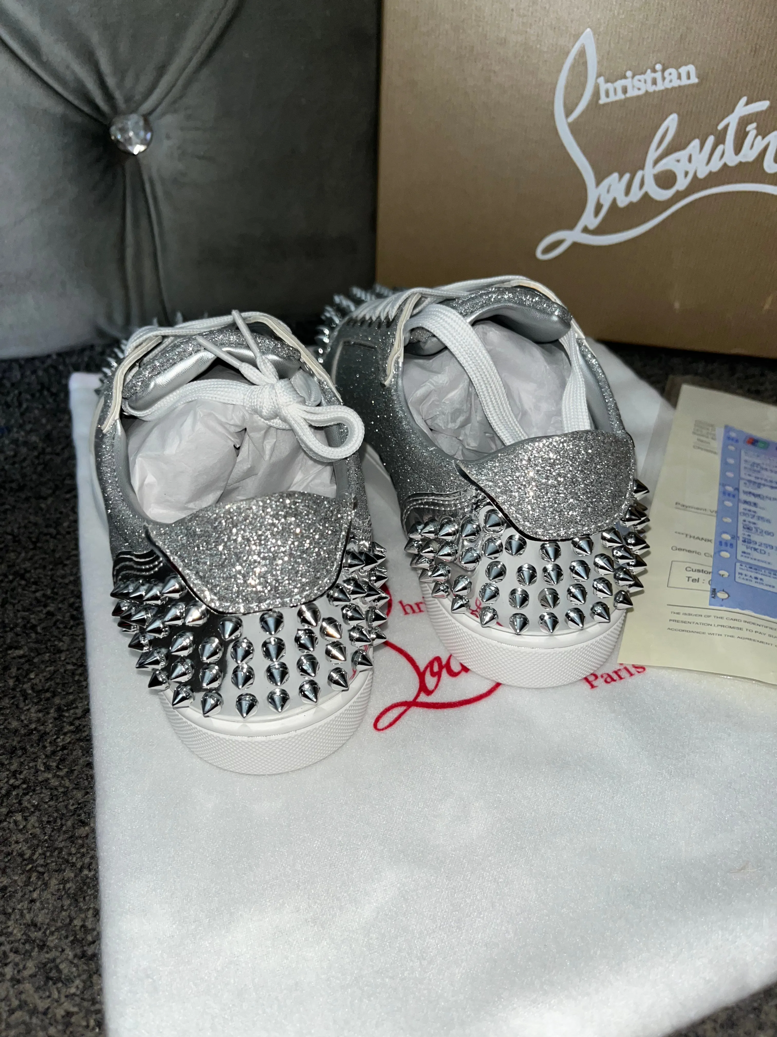 Glittery Studded Plain Trainers