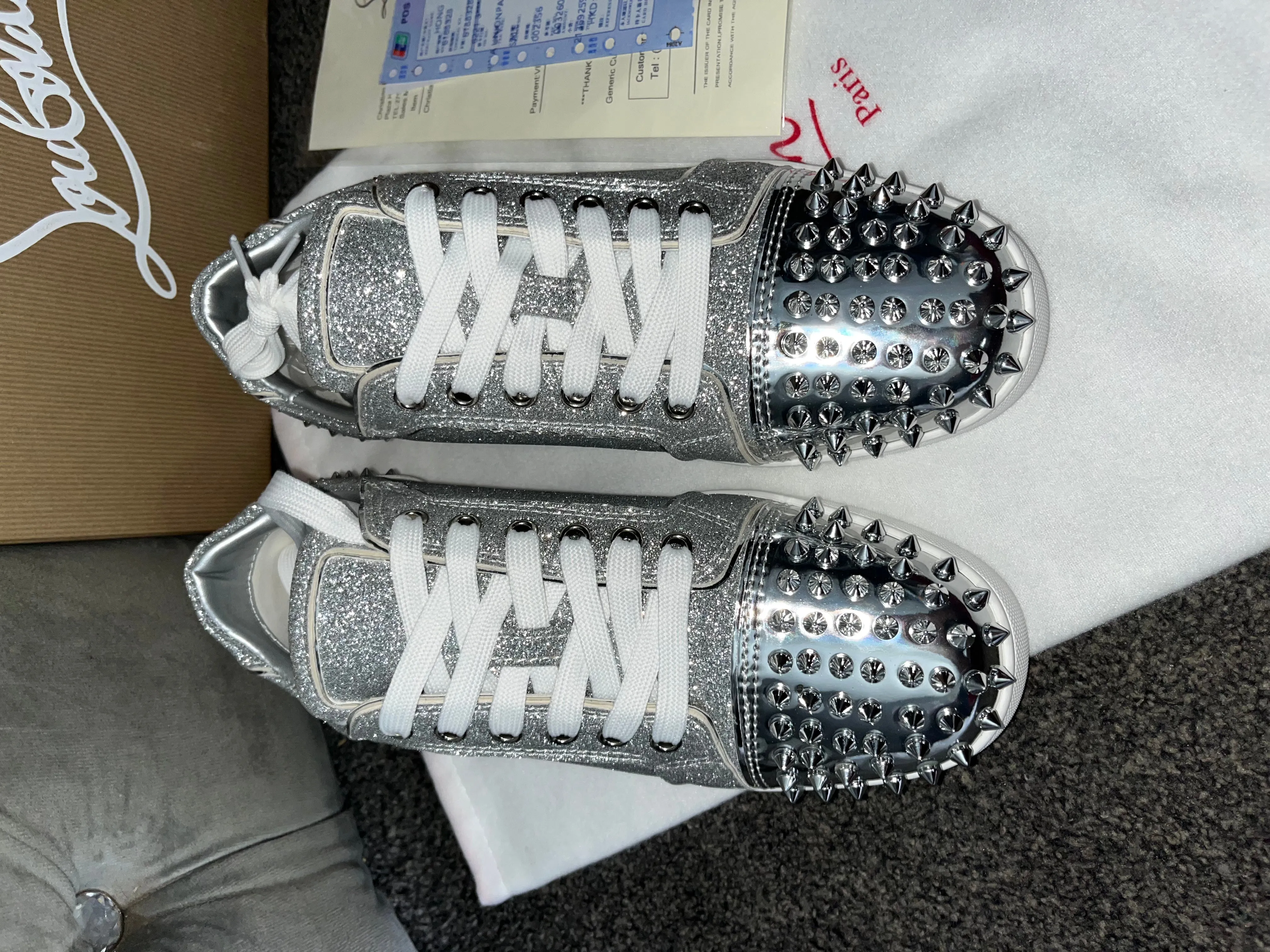 Glittery Studded Plain Trainers