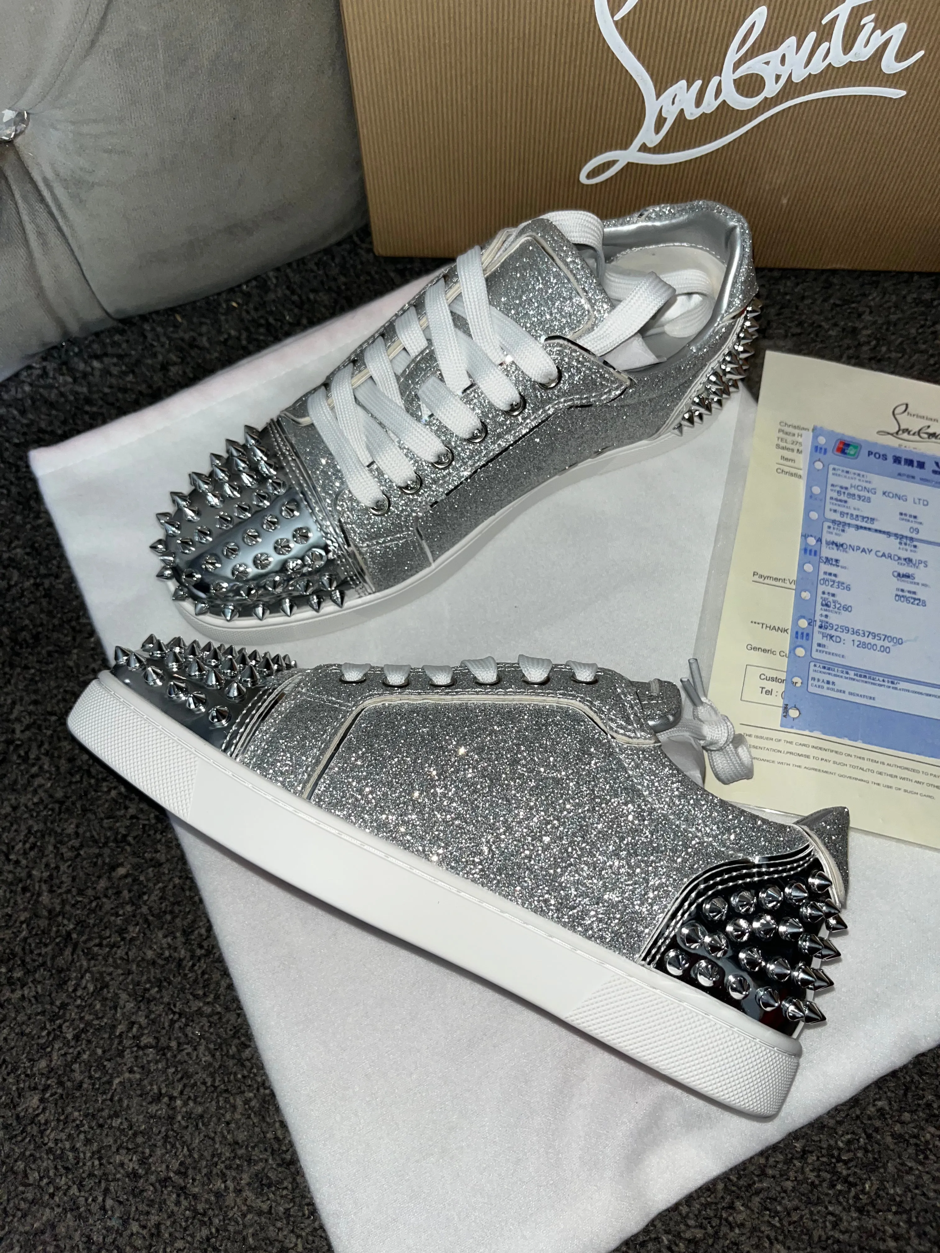 Glittery Studded Plain Trainers