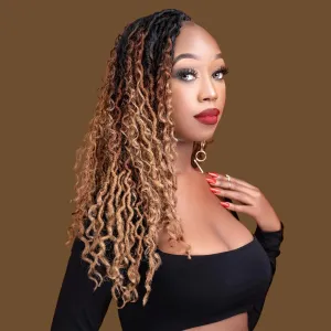 Goddess Locs Crochet Hair 12 Inch Faux Locs Crochet Hair for Black Women Pre looped 6 Packs Boho Crochet Locs with Curly Ends T1b/4/30