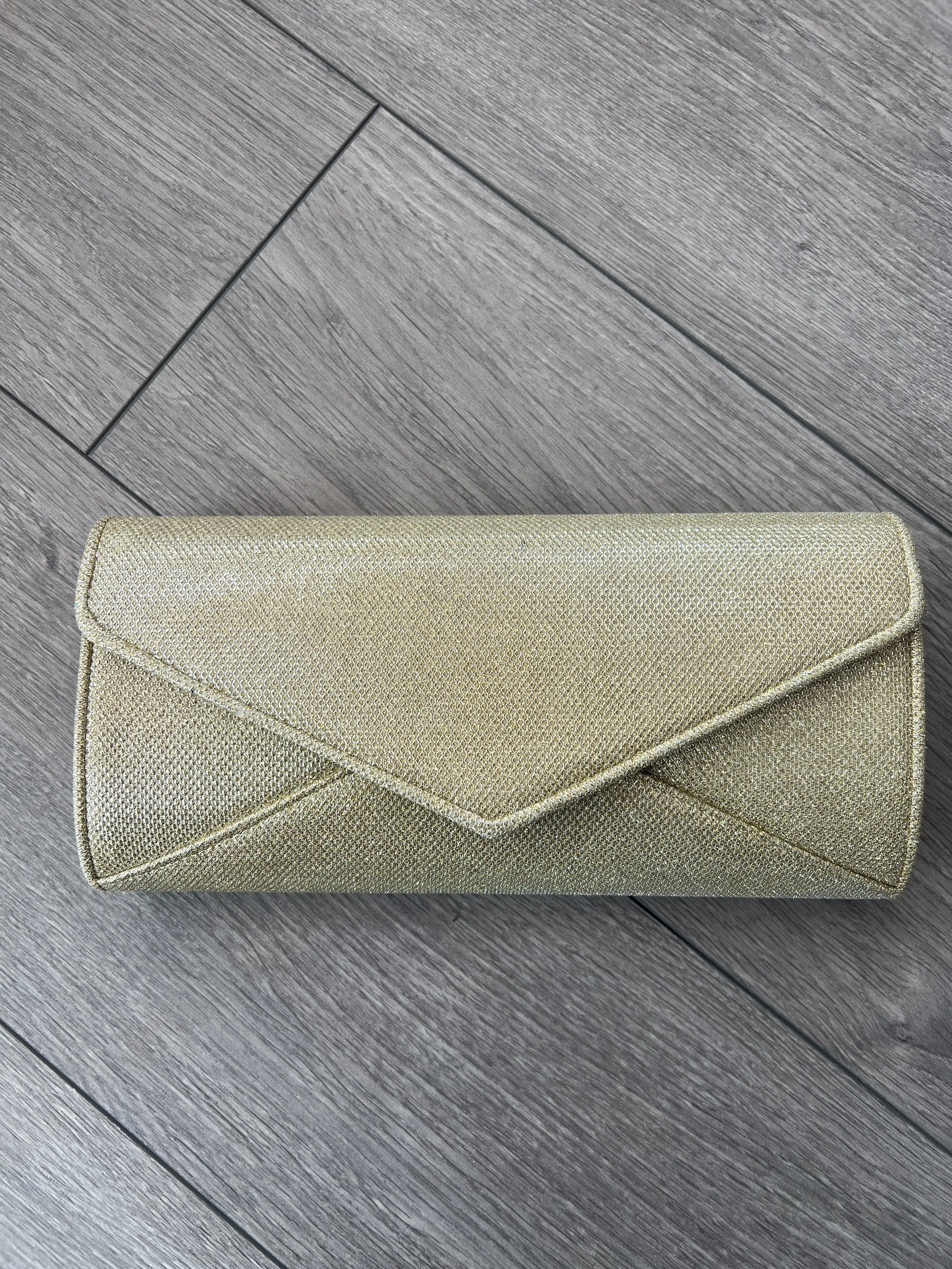 Gold Shimmer Glitter Large Clutch Bag