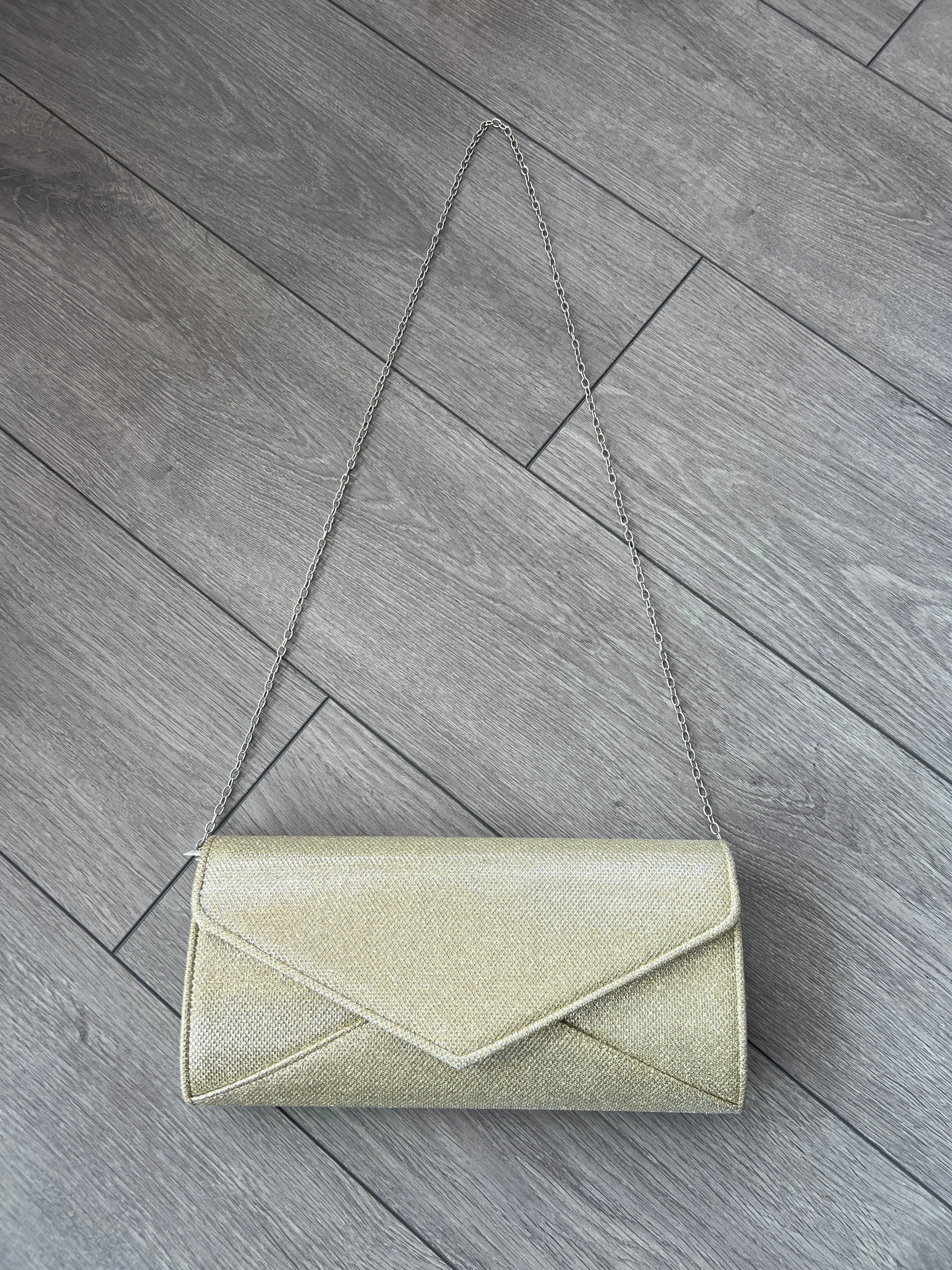 Gold Shimmer Glitter Large Clutch Bag