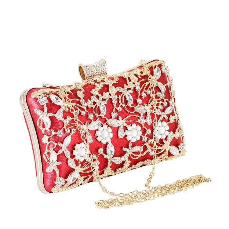 Golden Rhinestone Leather clutch/bag